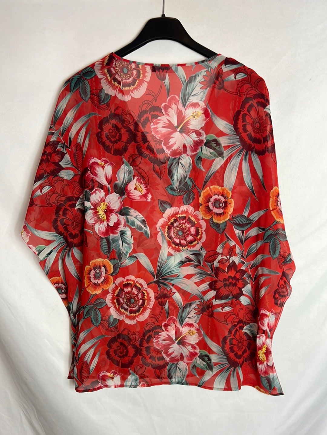 LASSARRE. Red floral blouse T.46