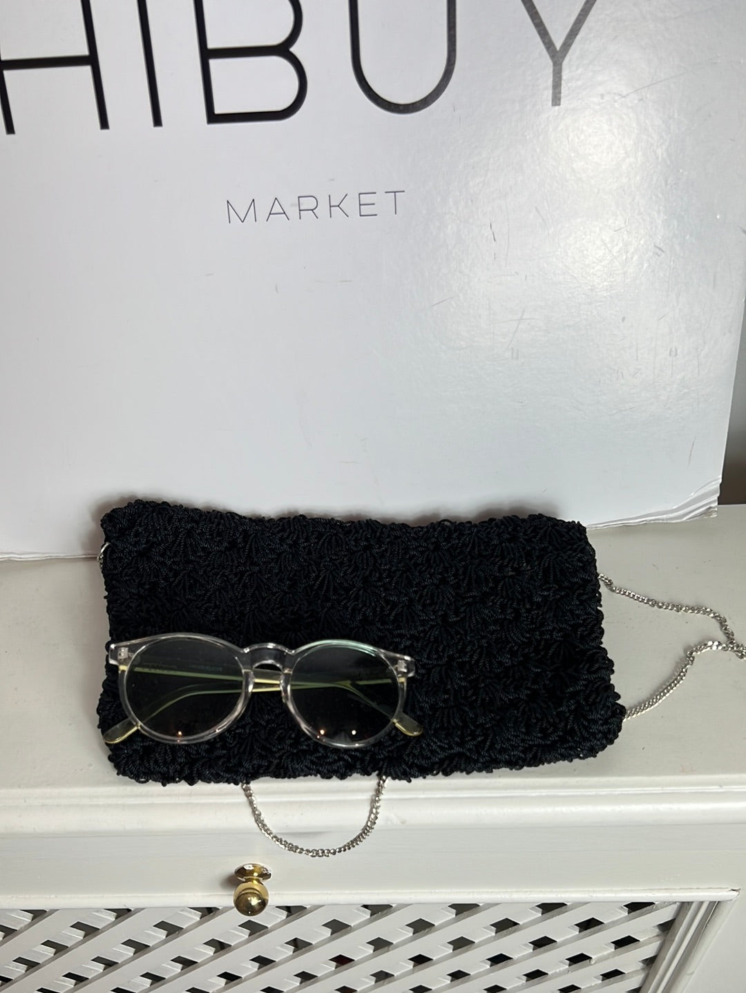 AMICHI. Black crochet bag