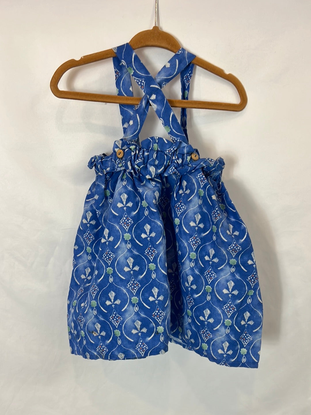 Pompom Bonnet. Short strap dress, size 4 years