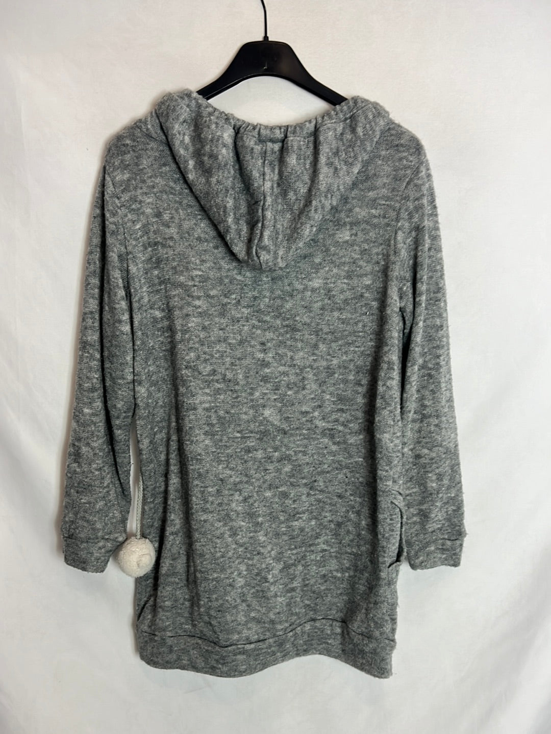 MOLLY BRACKEN. Jersey gris jaspeado capucha. TM