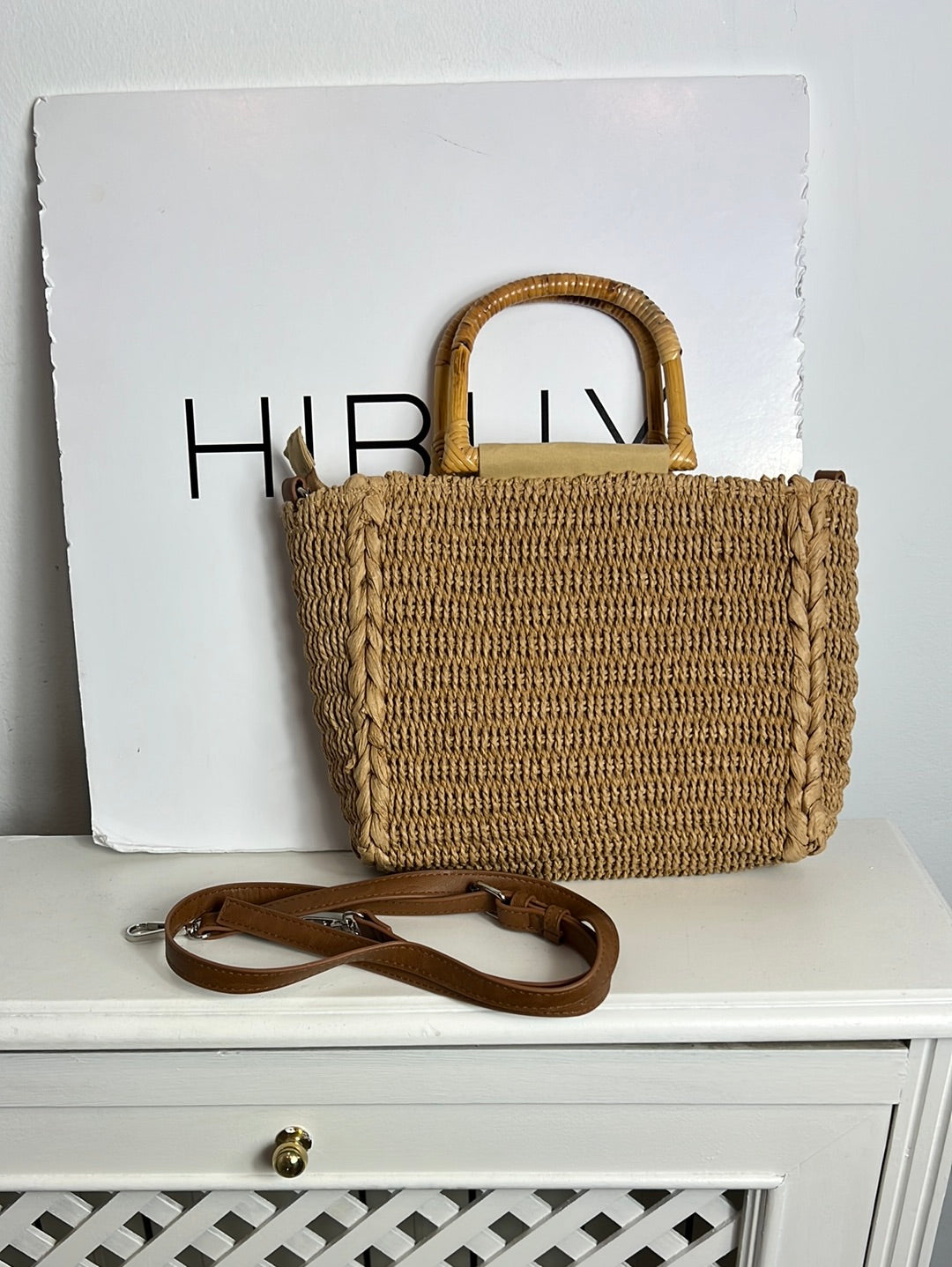 KBAS. Bolso rafia asa madera