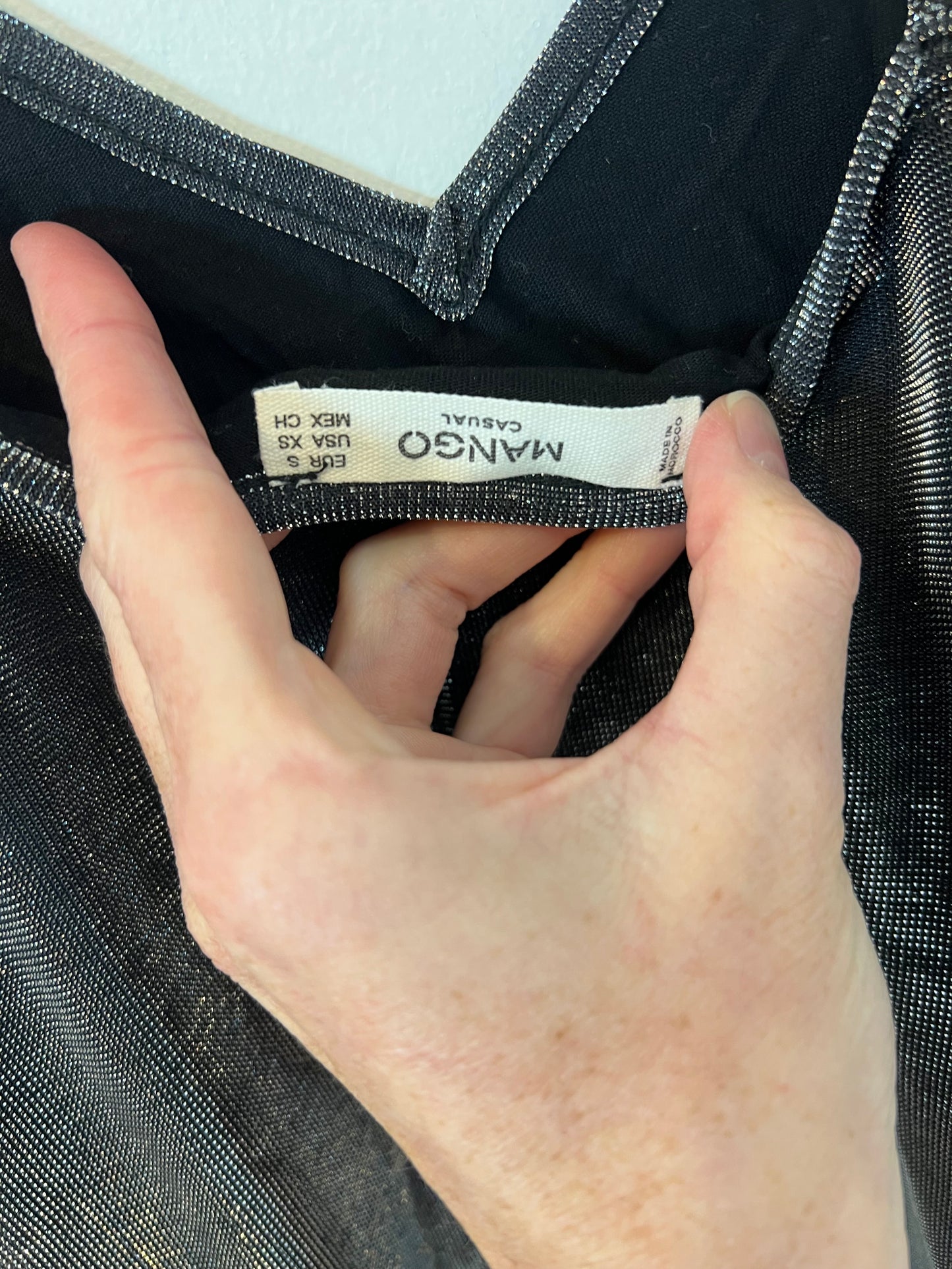 ZARA. Vestido plateado hilos T. S