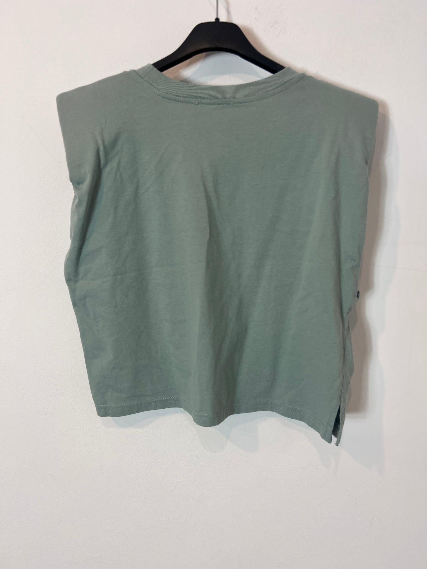 OTHERS. Aqua green t-shirt with shoulder pads. TS