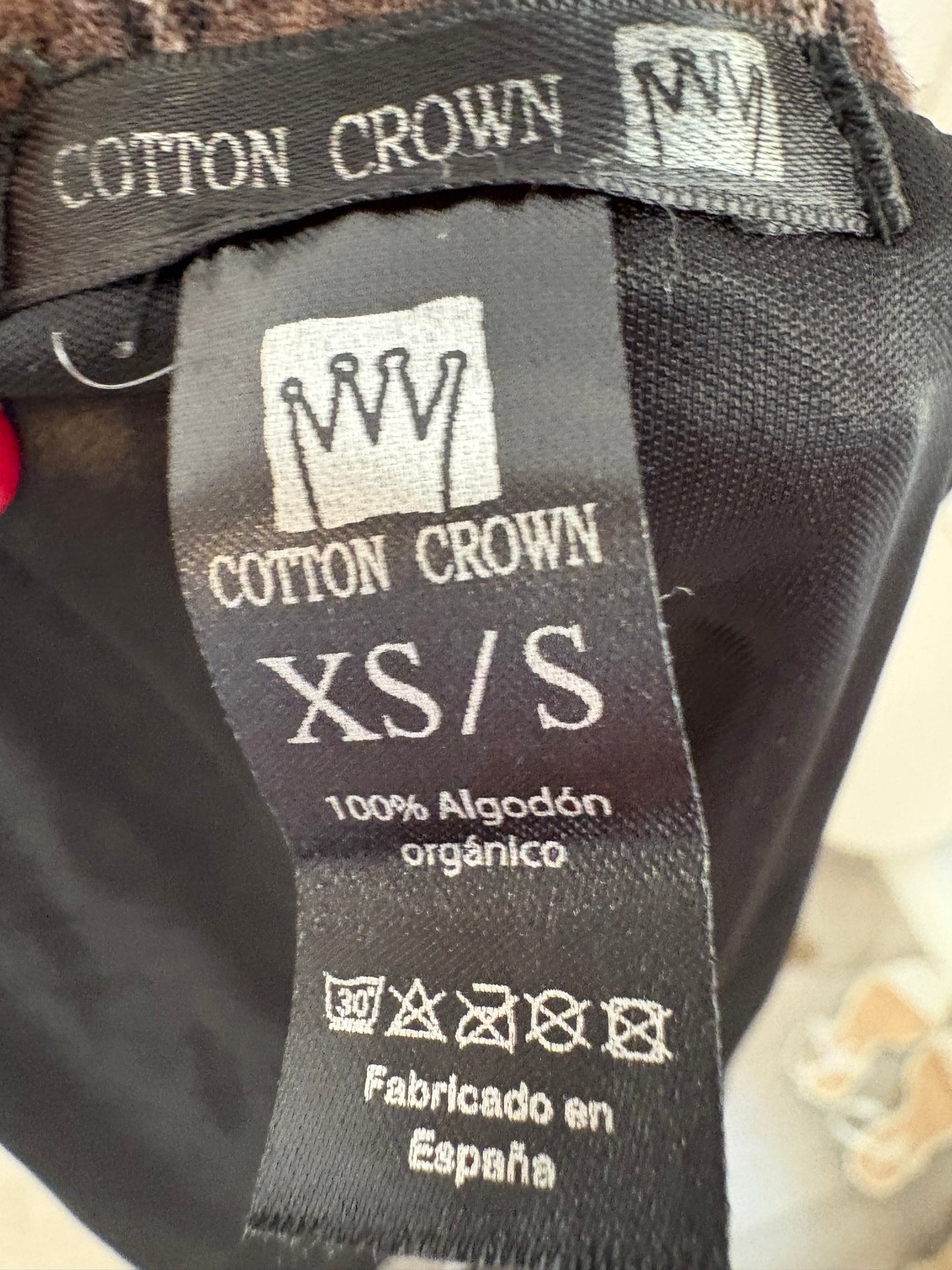 COTTON CROWN. Falda evasé tartán marrón