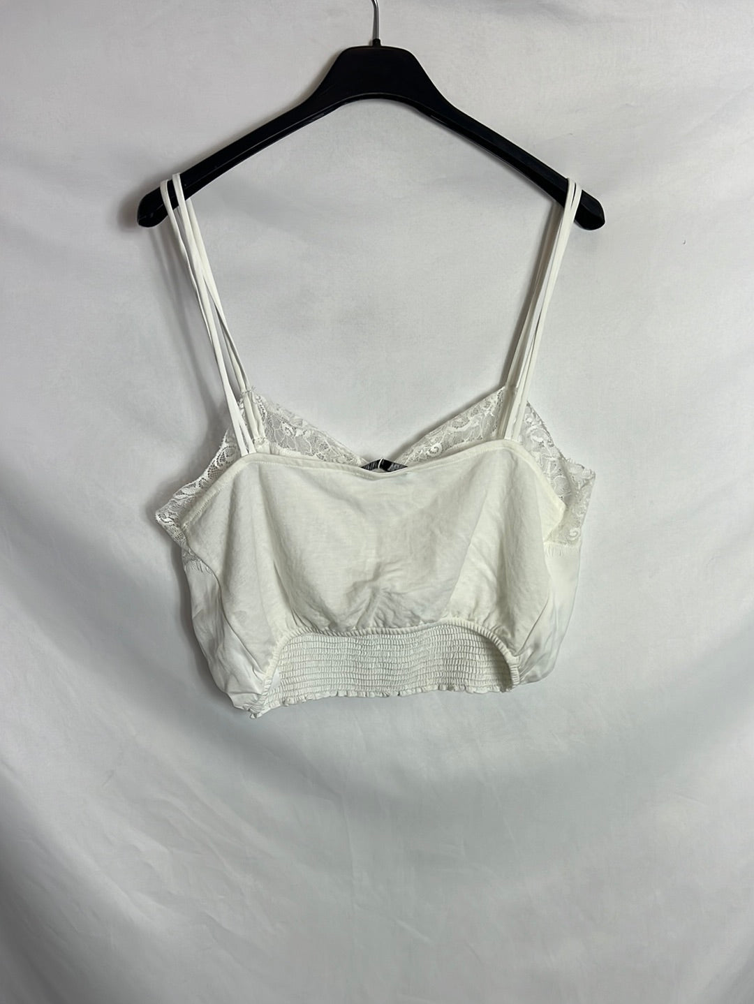 ZARA. Top lencero bianco crop. T L