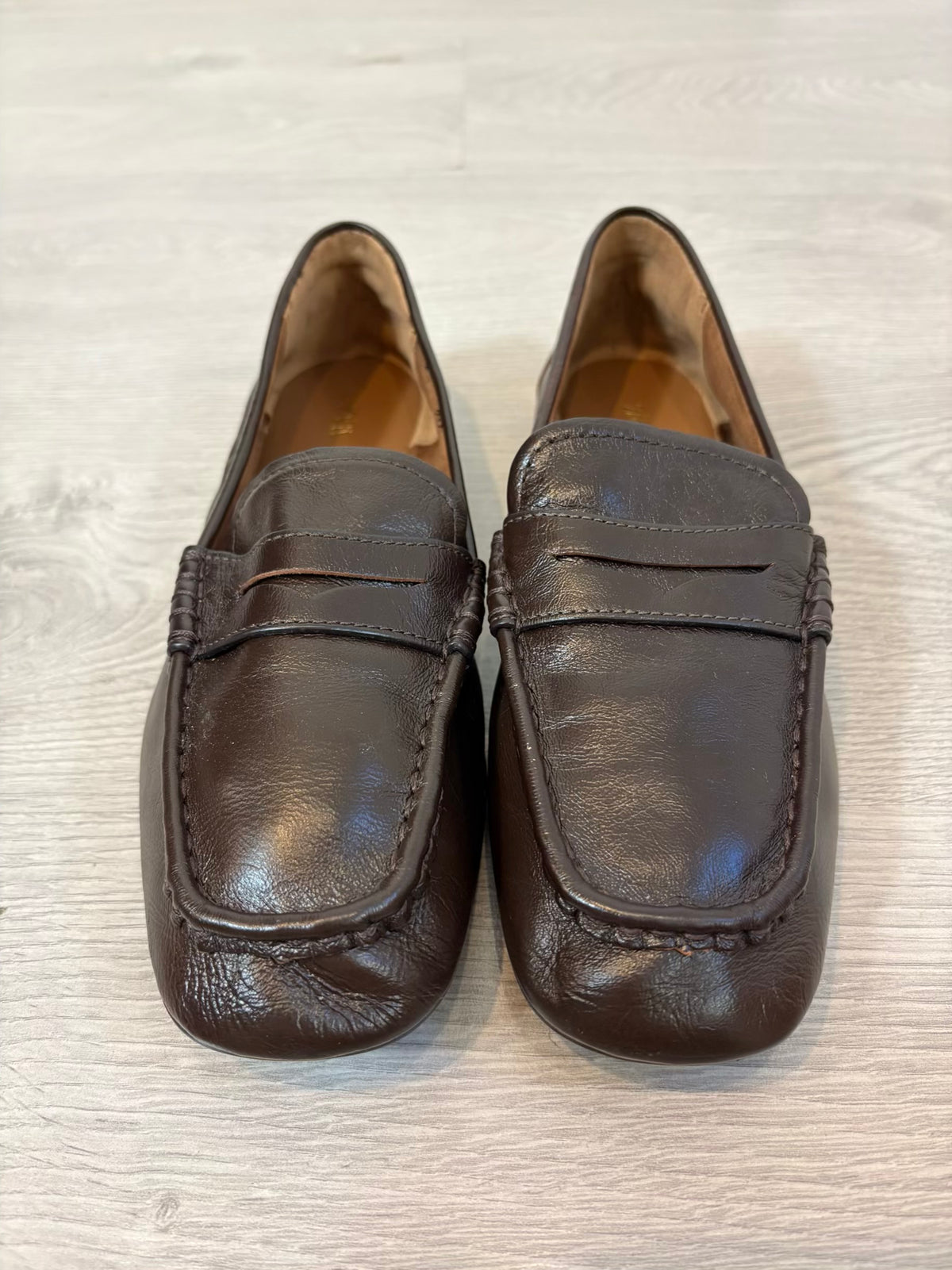 ZARA. Mocasines marrón piel. T 38