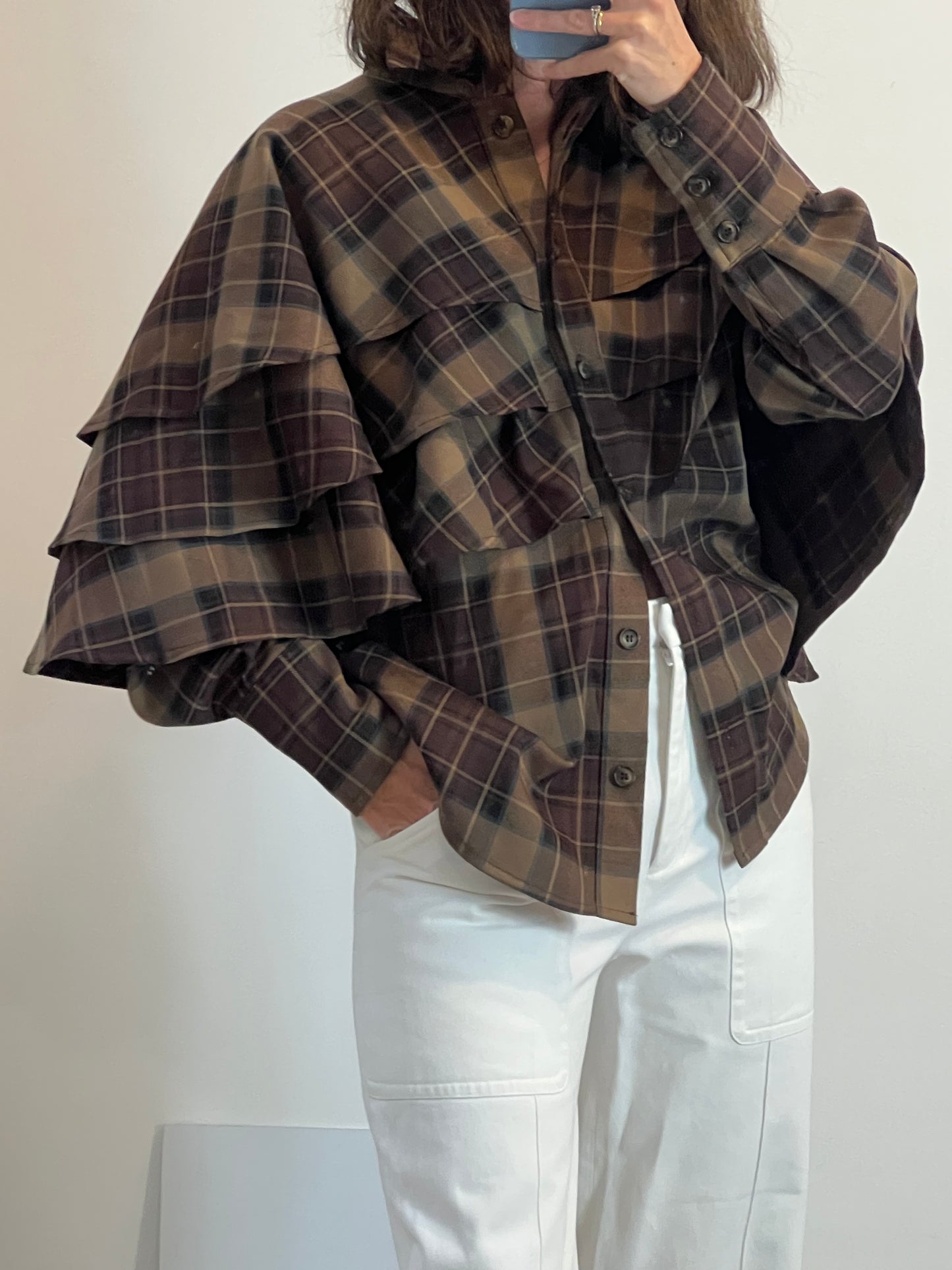 MARÁVIC. Ruffled checkered shirt. TS