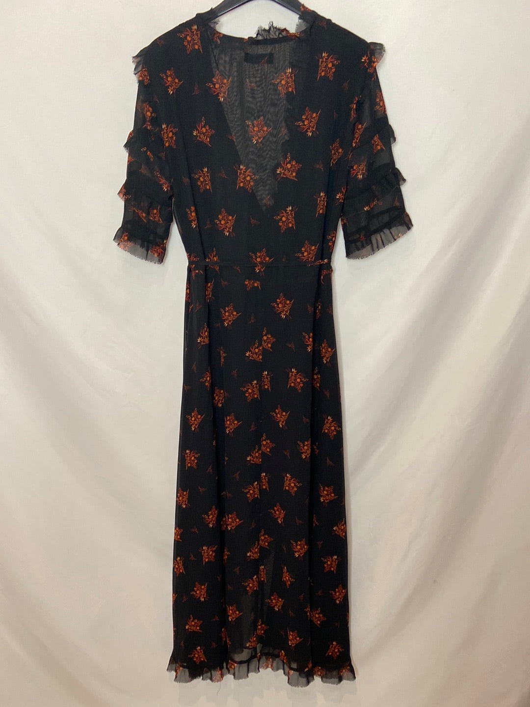 ZARA. Vestido cruzado negro T.M