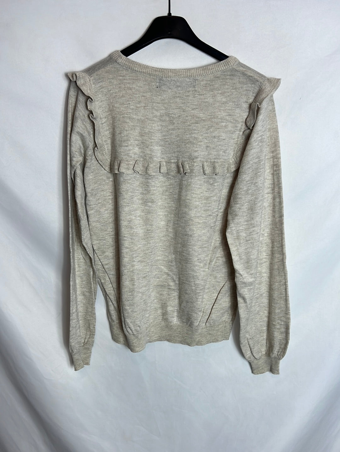 MANGO. Jersey beige volante. T M