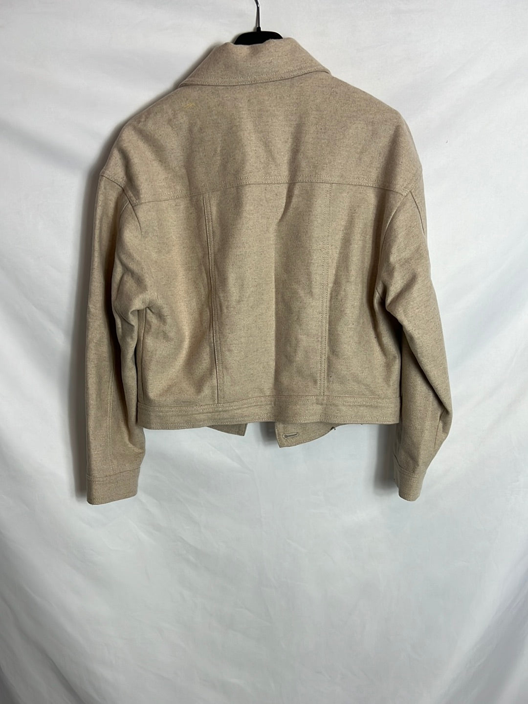 MANGO. Chaqueta beige jaspeada lana. T XXS (S)