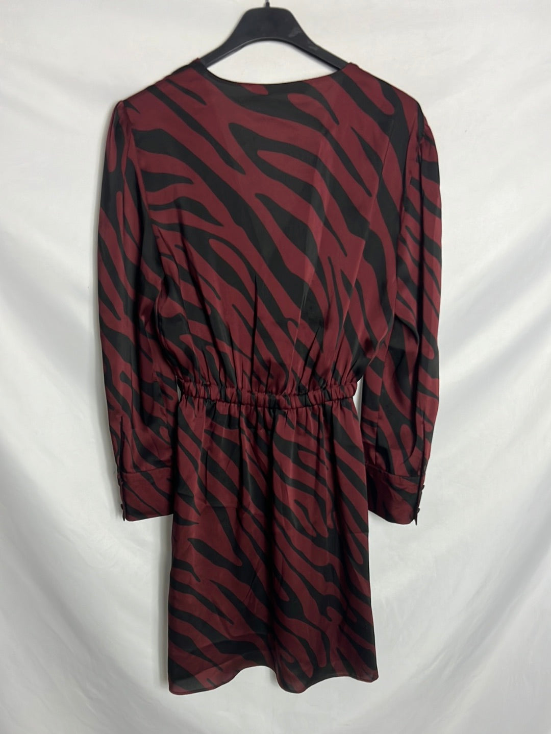 ZARA. Burgundy animal print dress, size XS