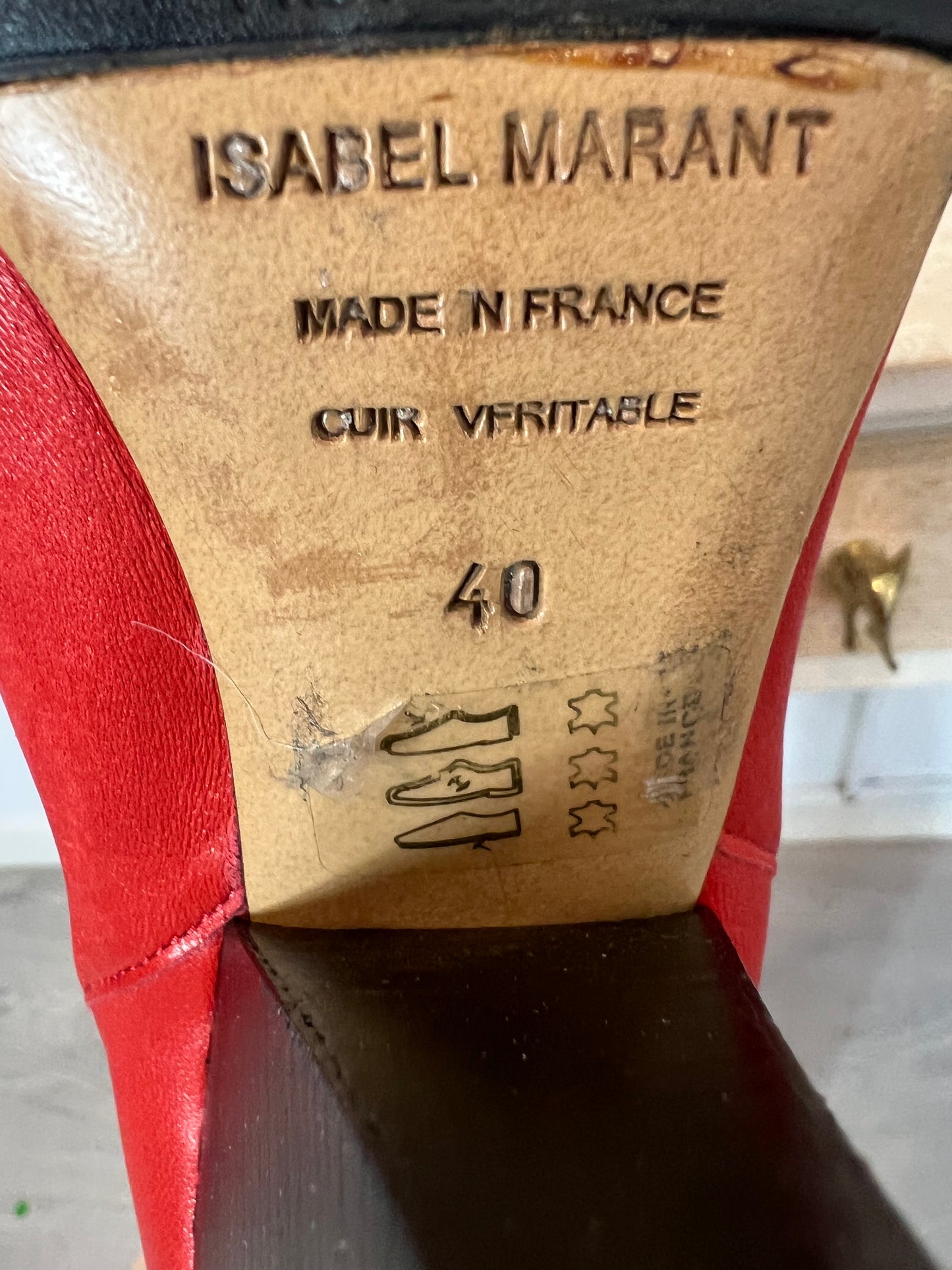 ISABEL MARANT. Botas alta rojas piel T.39