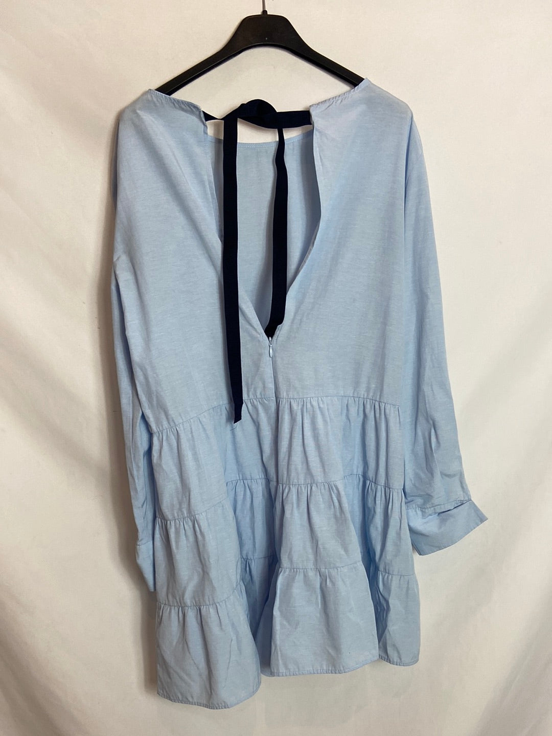 ZARA. Vestido azul camisero T.S