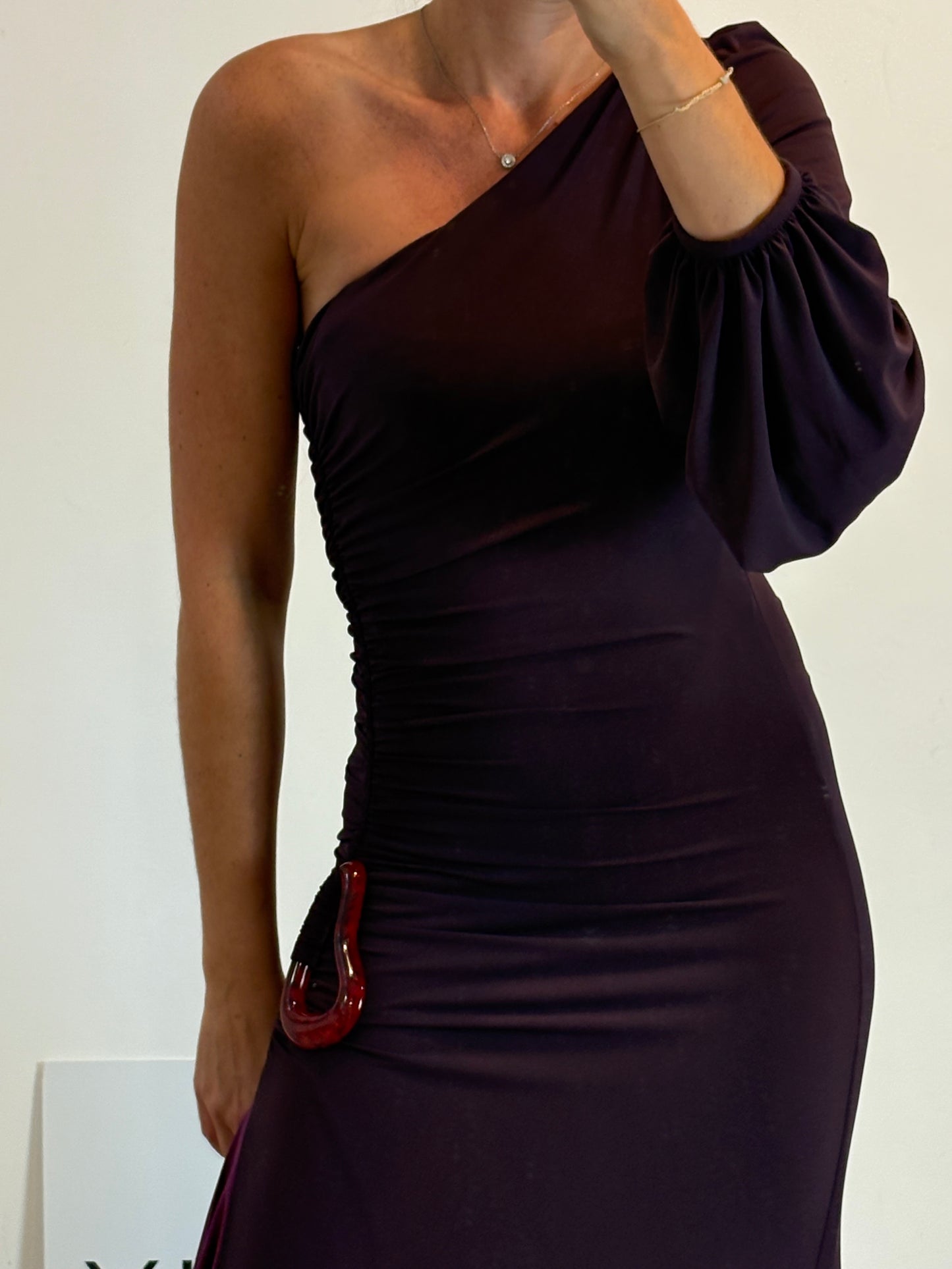 SILVIA TCHERASSI. Vestido burdeos doble textura T.xs