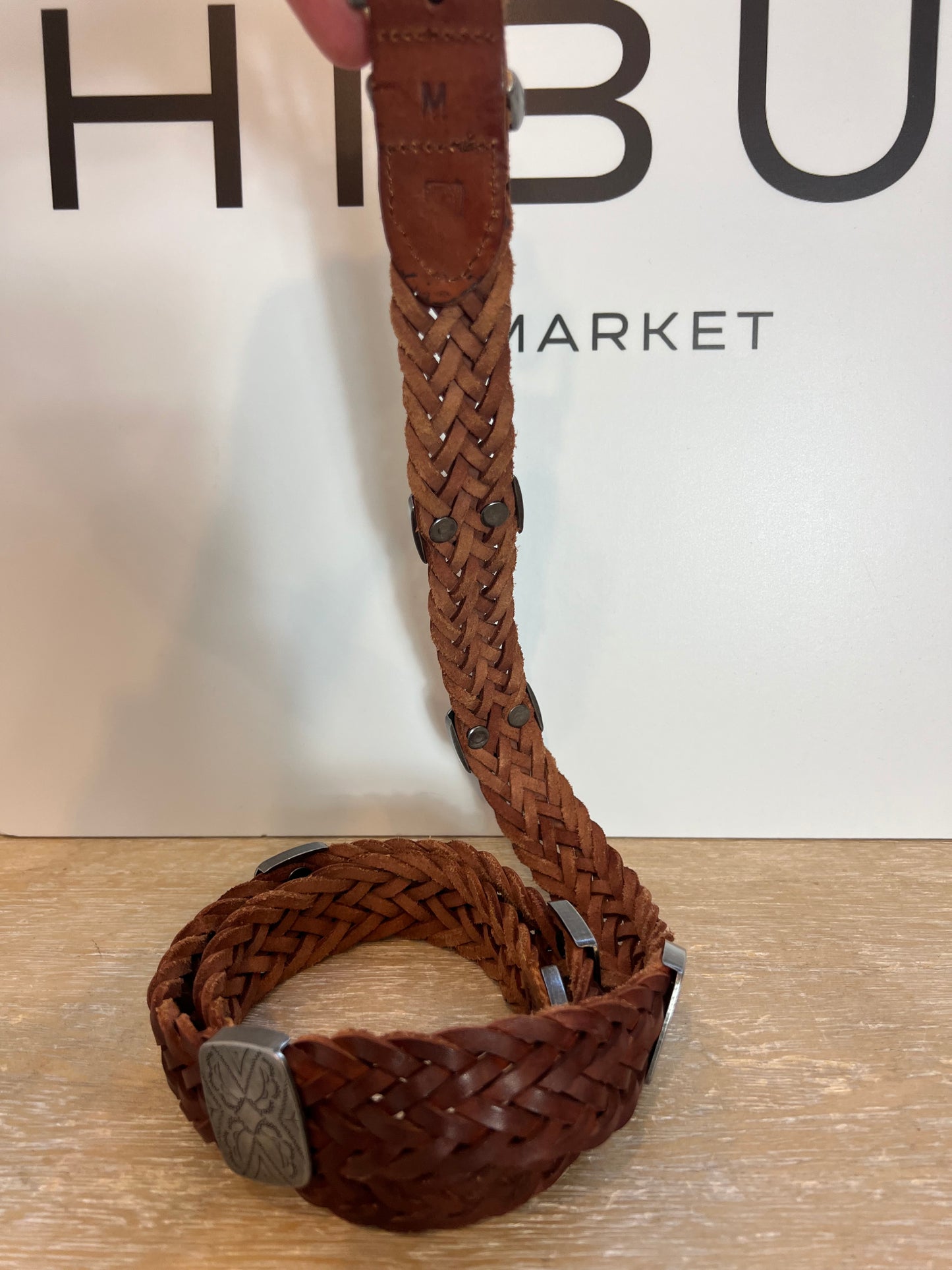 OTRAS. Cinturón trenzado marrón T.m