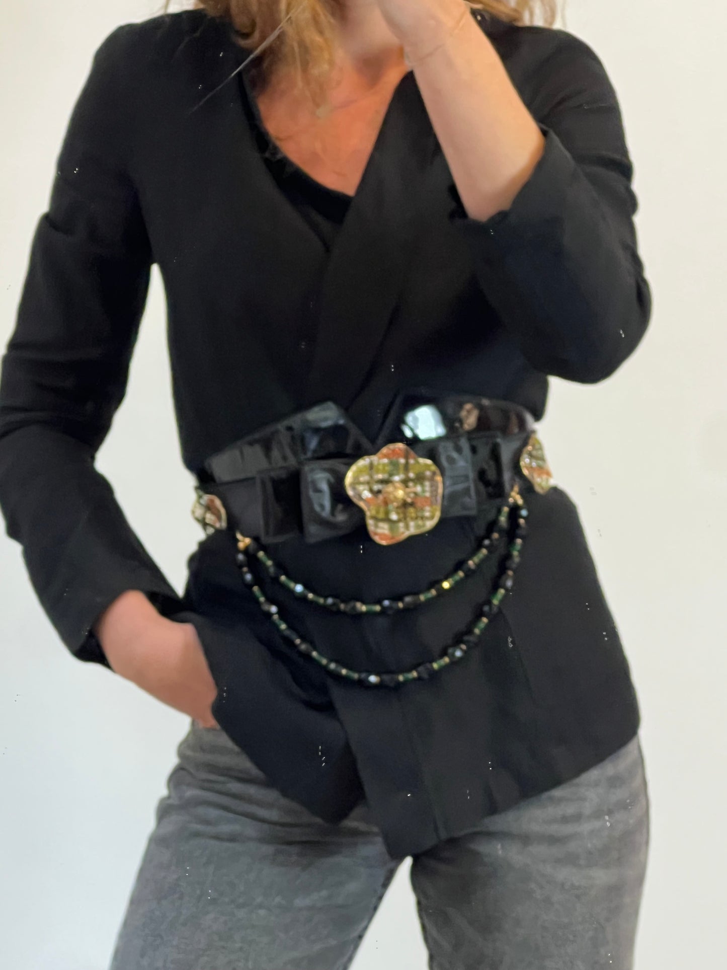 DKNY. Chaqueta lino negra. T S