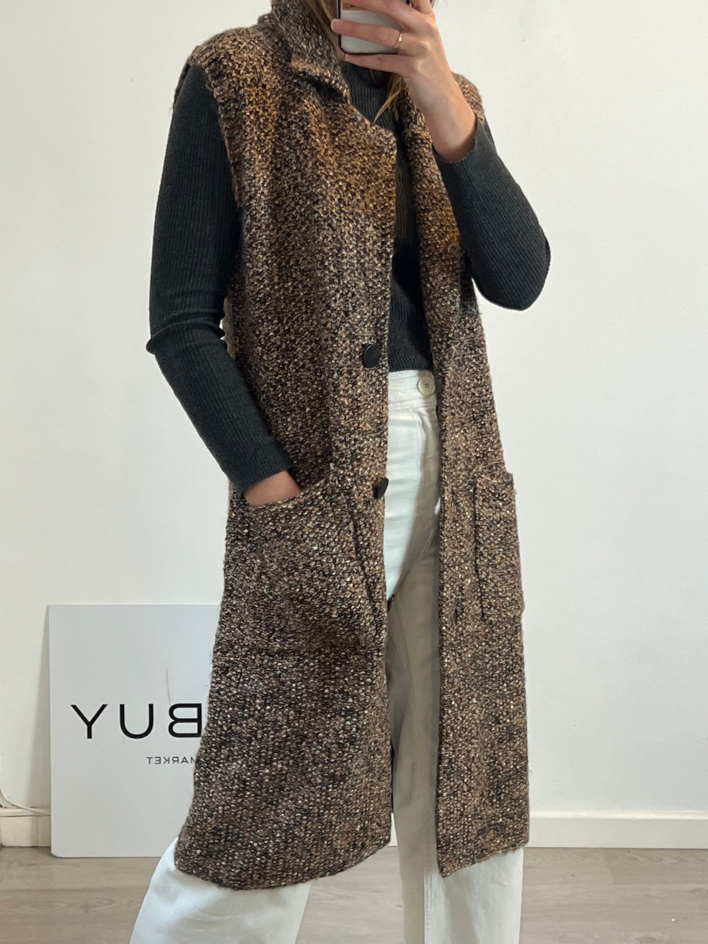 FREE/QUENT. Chaleco punto jaspeado. T M