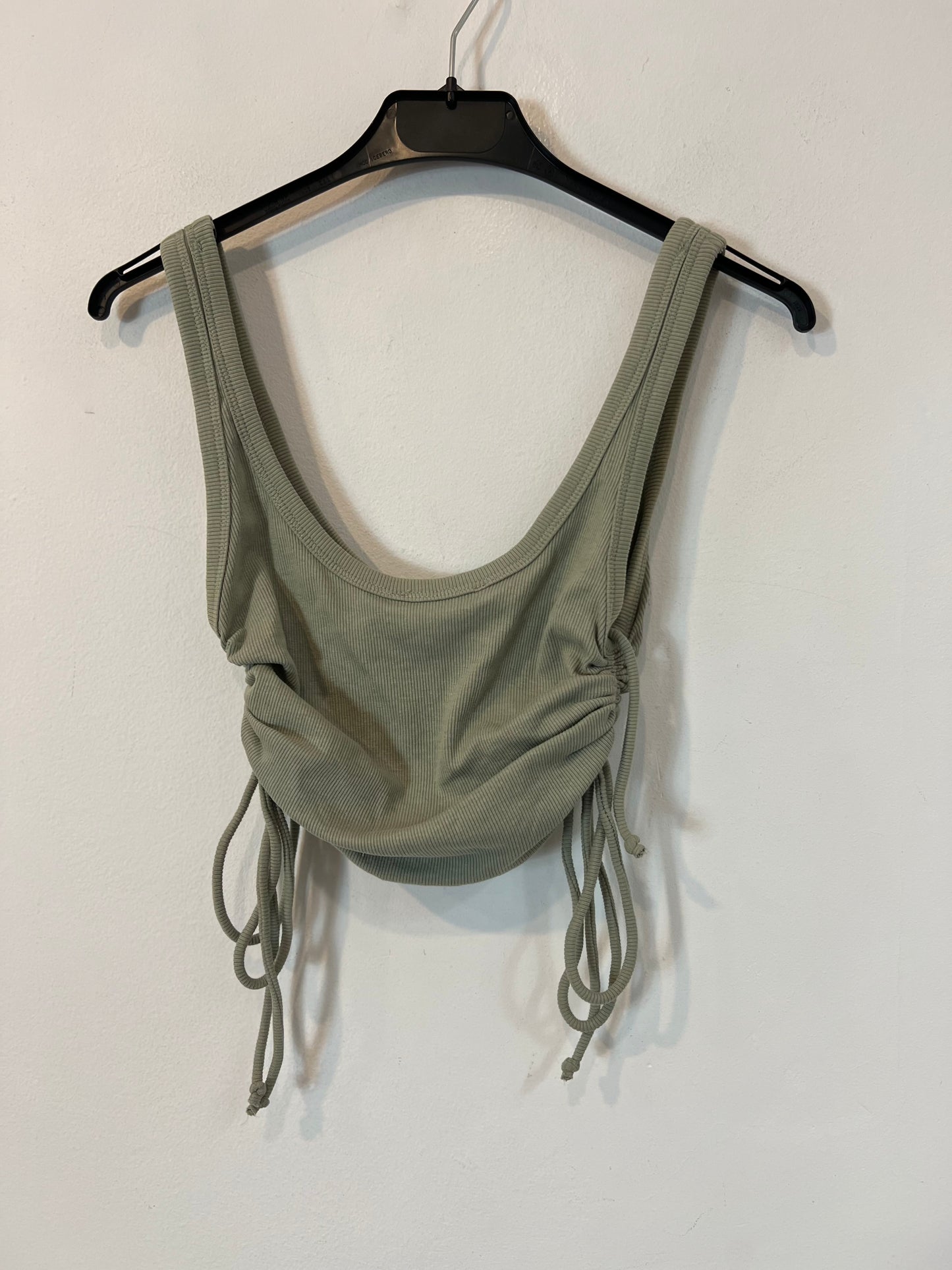 ZARA.top verde fruncido T.s