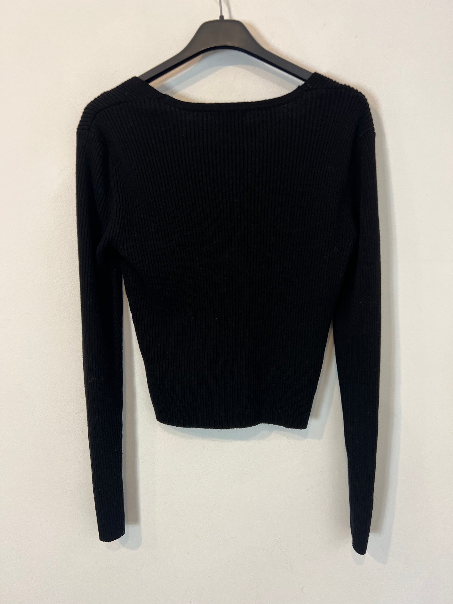 CAMILA COELHO. Top negro canalé T.s