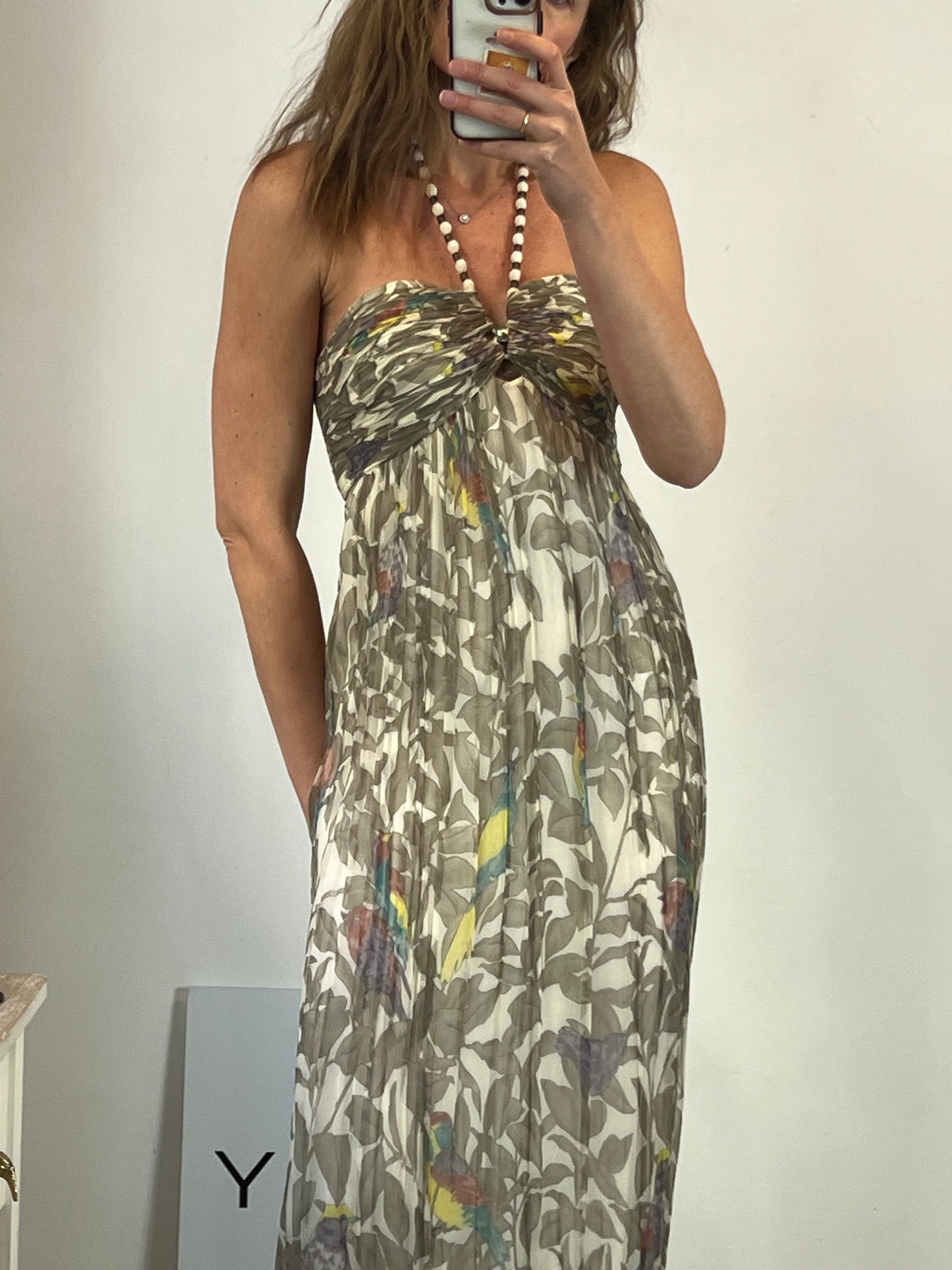 BI^NK LONDON. Vestido largo gasa flores. T M