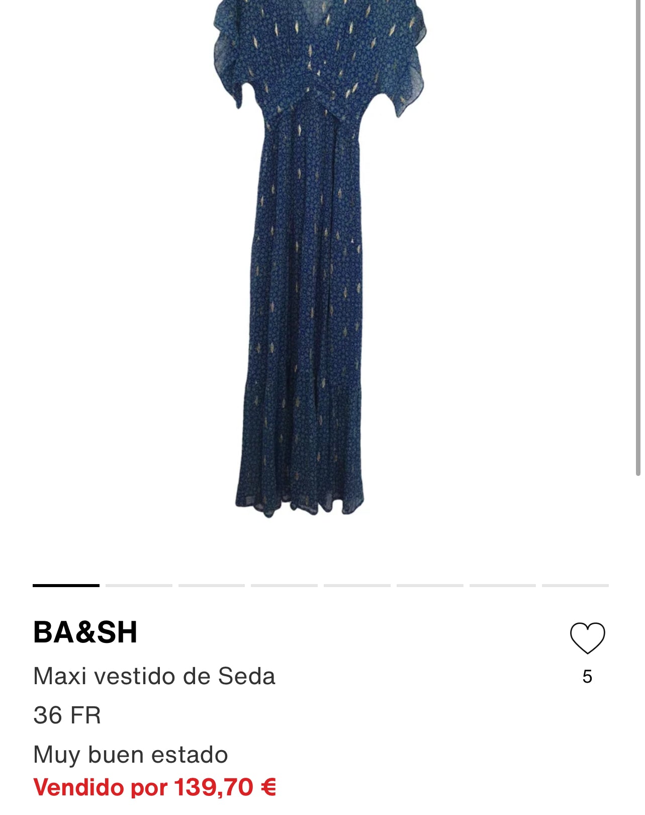 BA&SH. Vestido azul largo seda