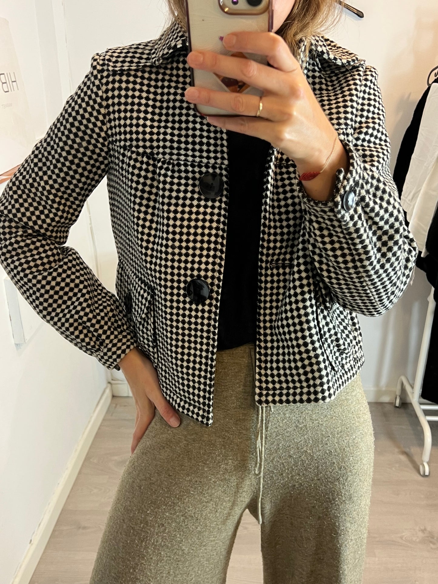 ZARA. Black and white textured Tm jacket