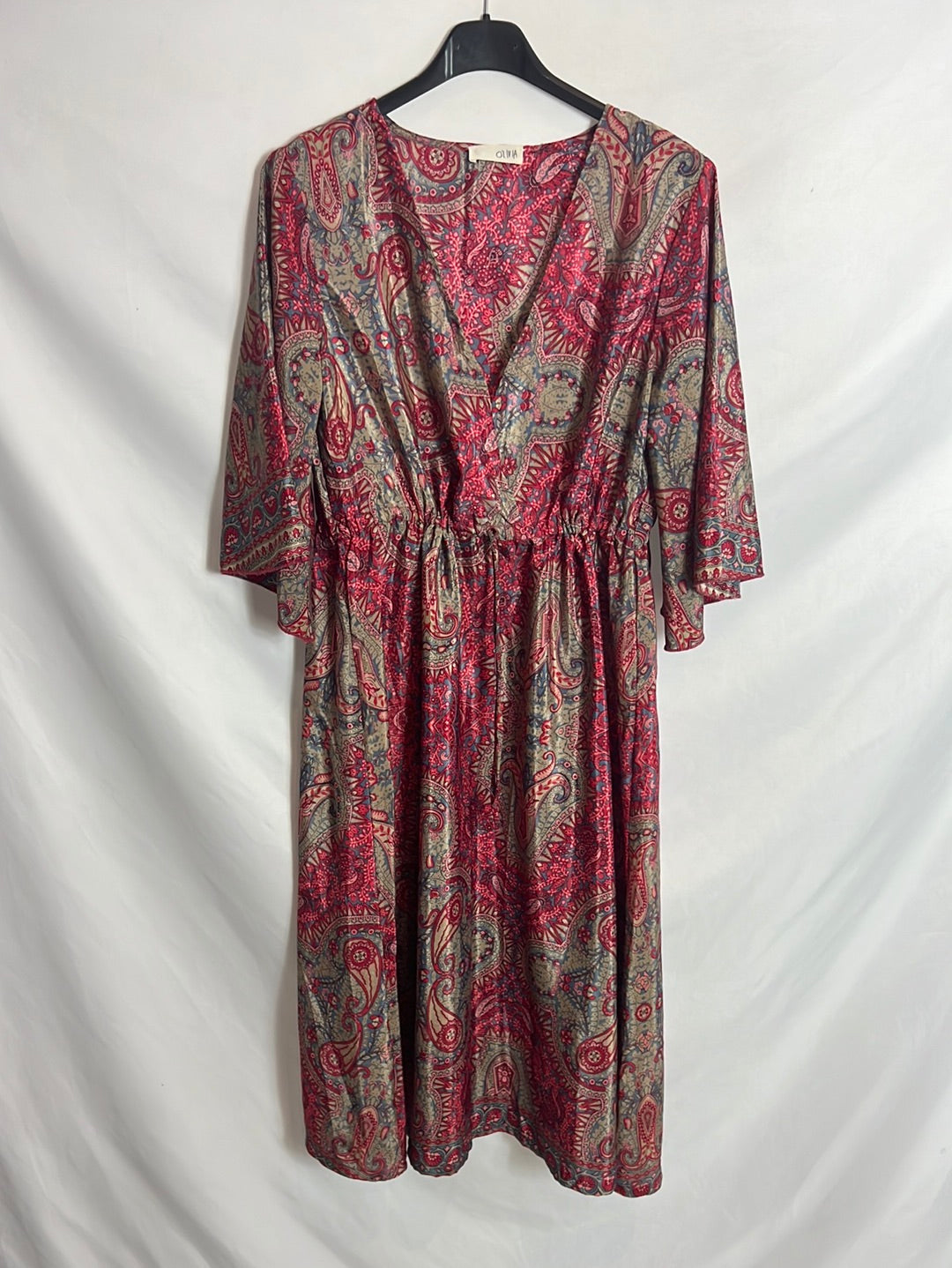 princess polly baby blue dress Men's Red Paisley Silk Smoking Jacket Robe