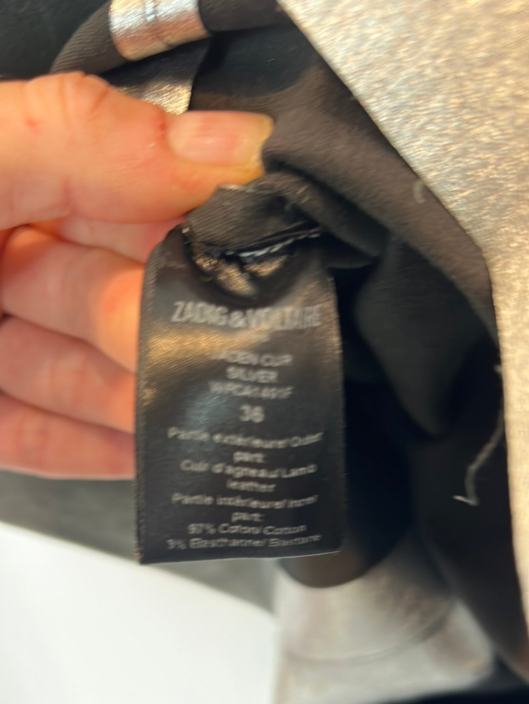 ZADIG&VOLTAIRE. Silver leather midi skirt. Size 36