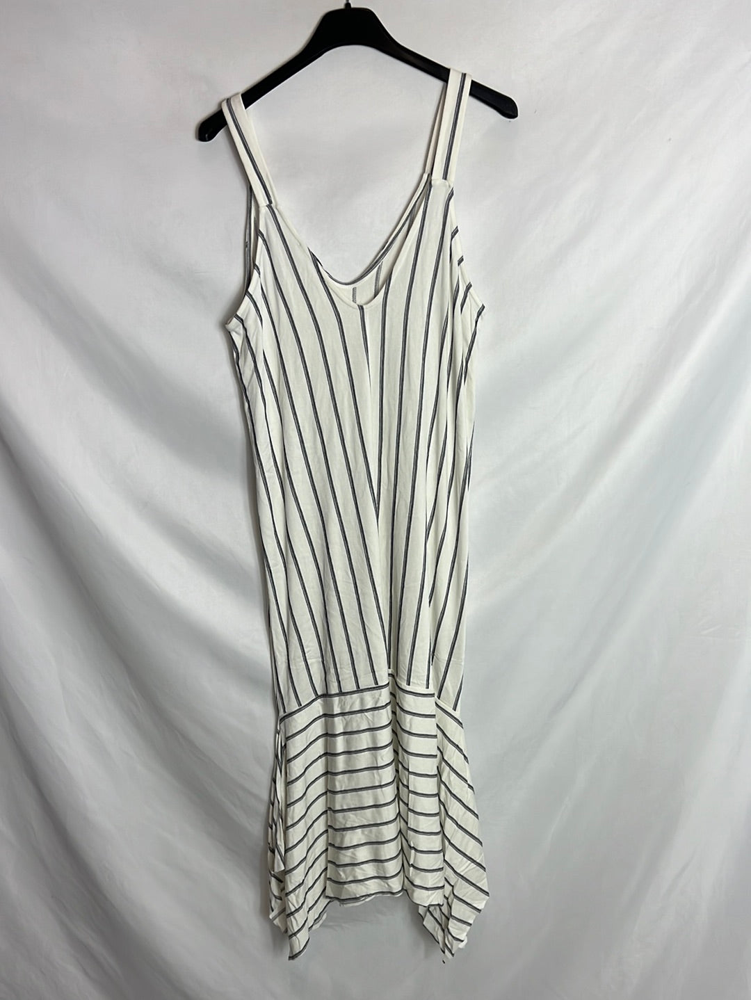 MANGO. White striped midi dress Ts