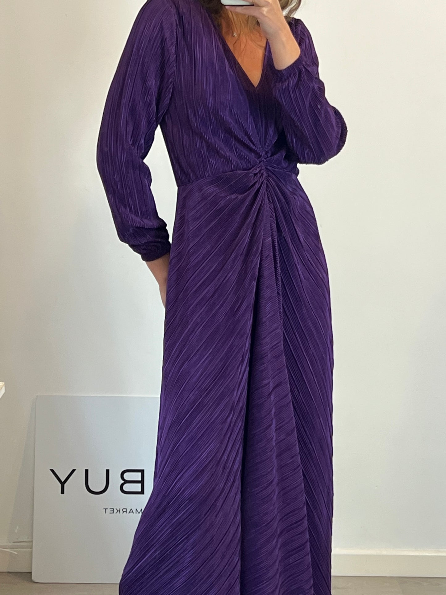 MANGO. Long dress with gathered waist. TM