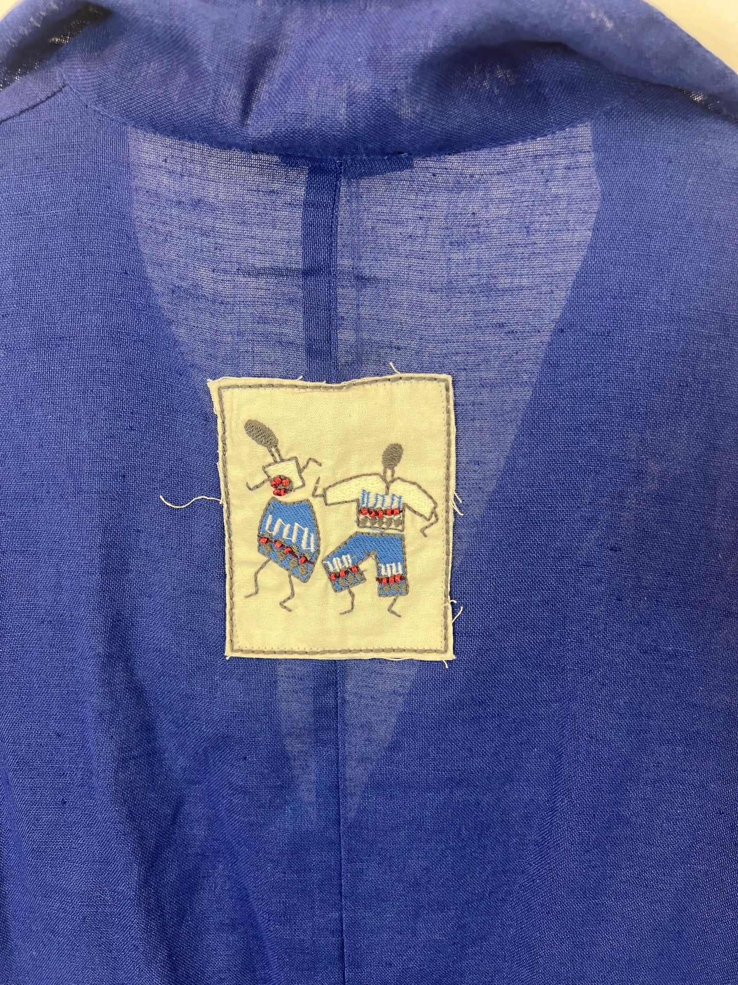 PARFOIS. Vestido azul detalle espalda lino y algodón. TU