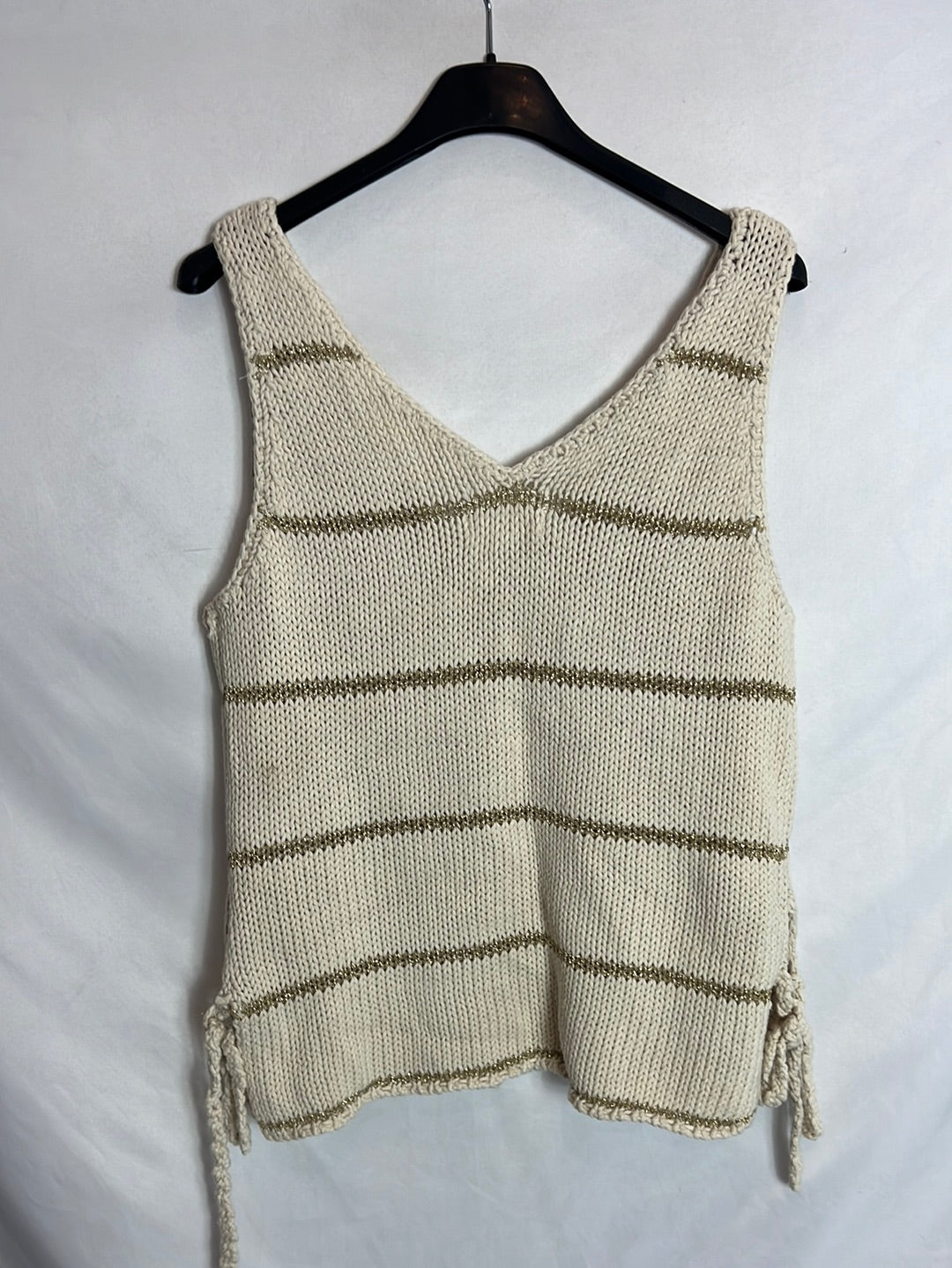 SPRINGFIELD. Top punto beige rayas. T L