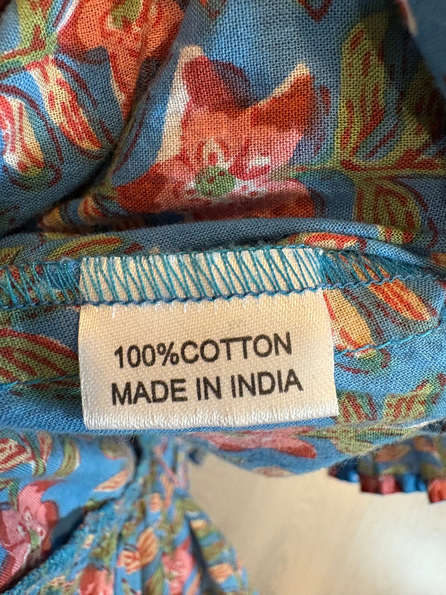 CARILOO. Vestido azul flores T.xs/s