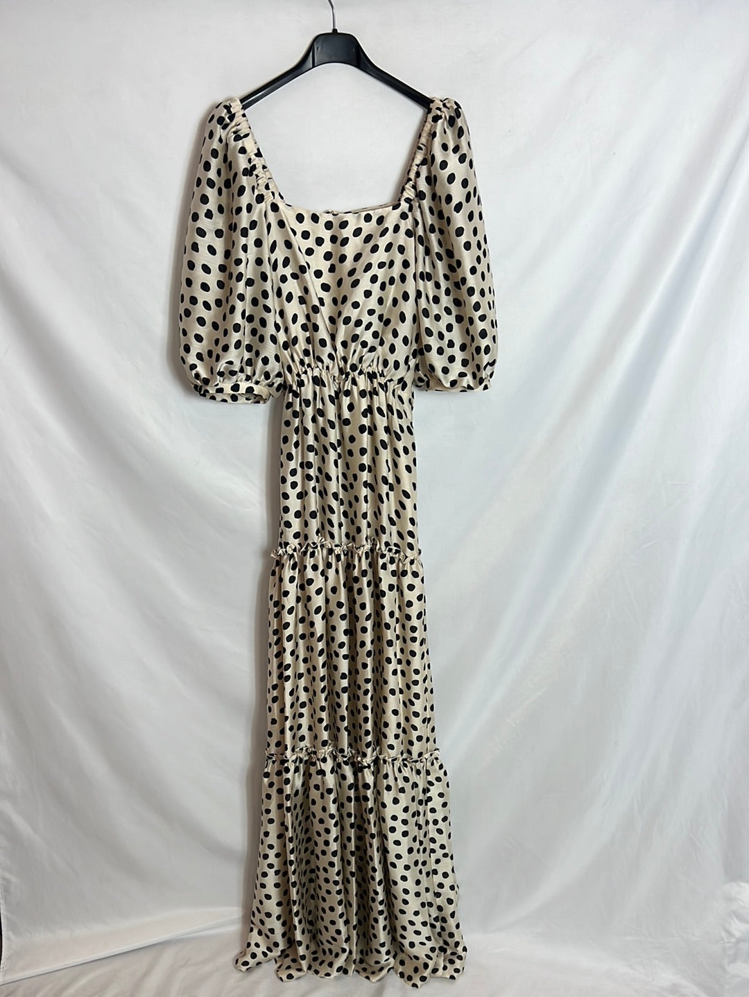 chinese dress ladies MANGO. Long beige polka dot dress. Size XS – Hibuy market
