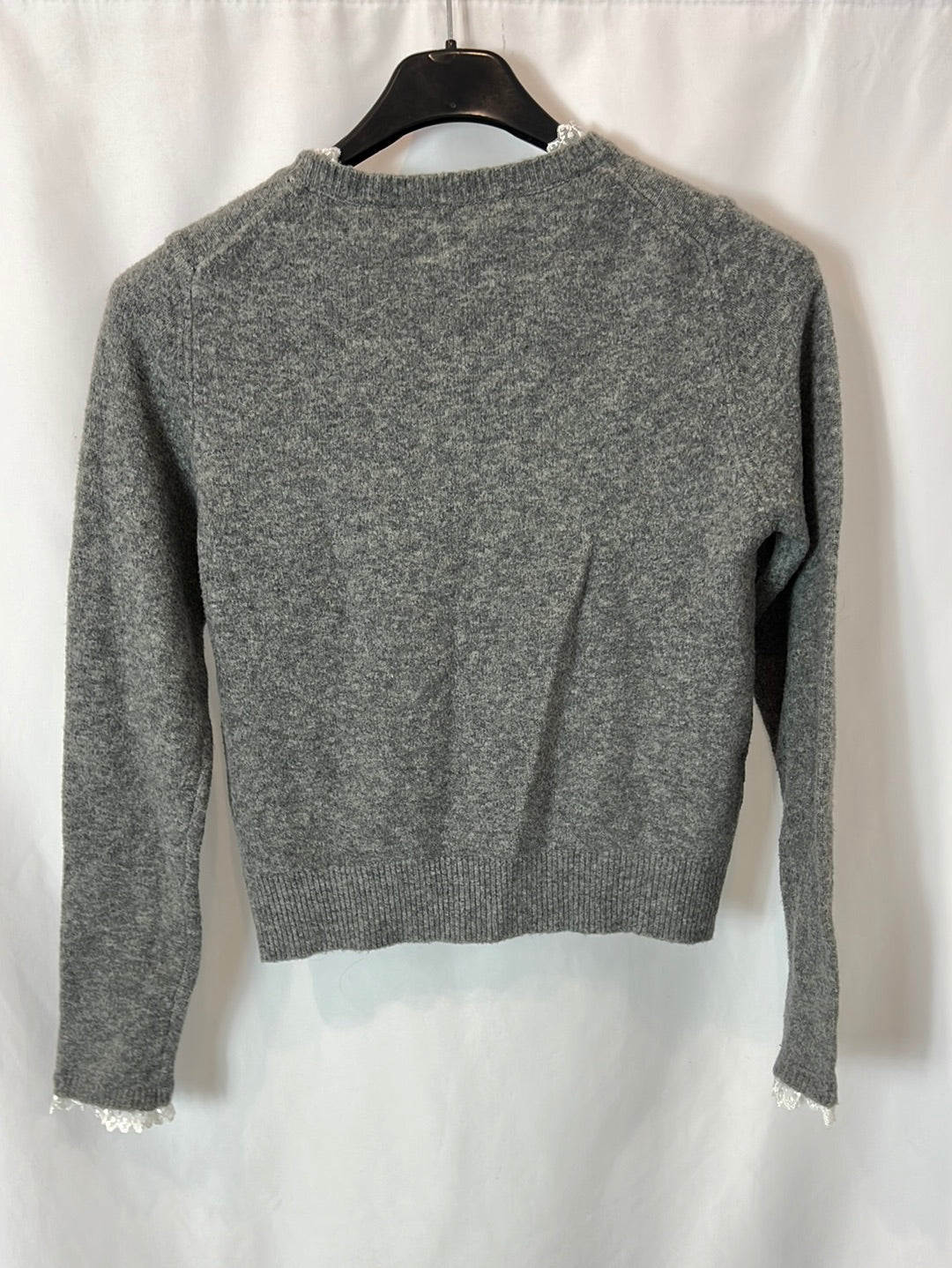 ZARA. Jersey gris detalle cuello T.s