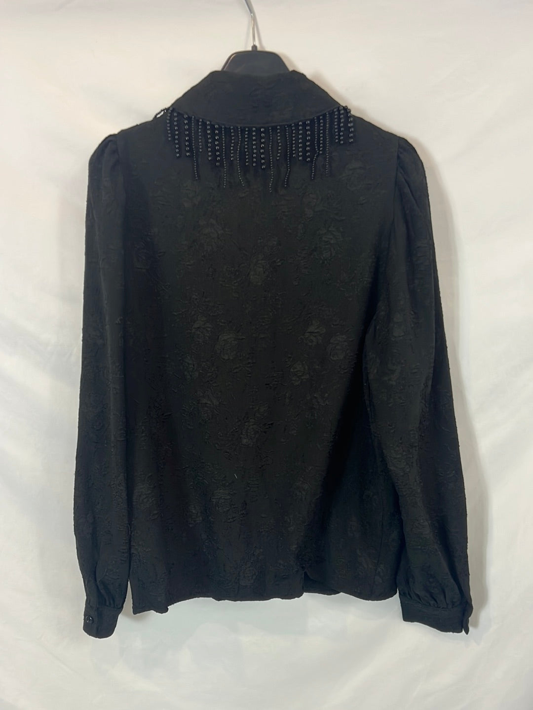 ALEXANDRA NEEL. Black blouse embroidered with fringes Ts