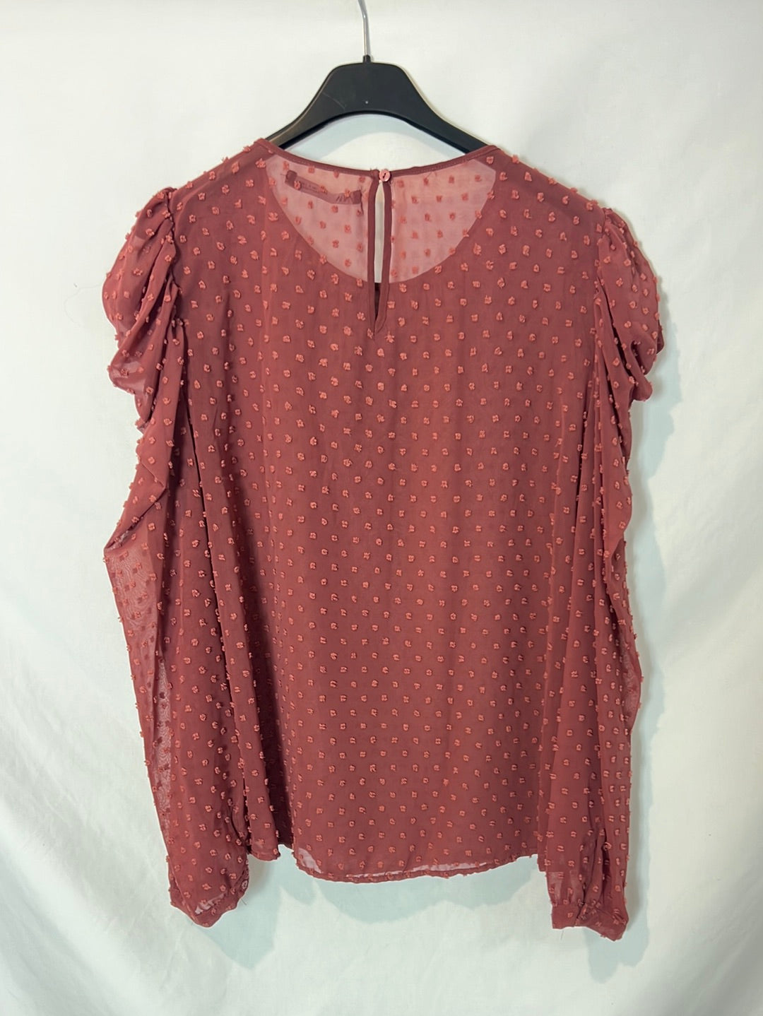 ZARA. Blusa rosa oscuro bodoques. T S
