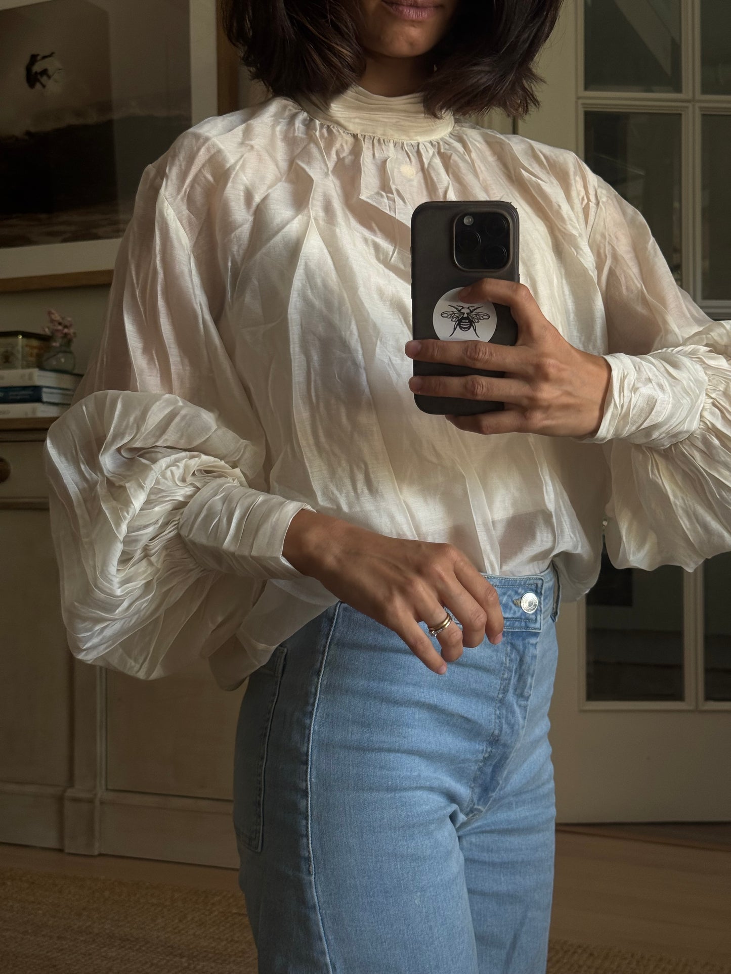 Beige blouse with perking collar Your (s/m)