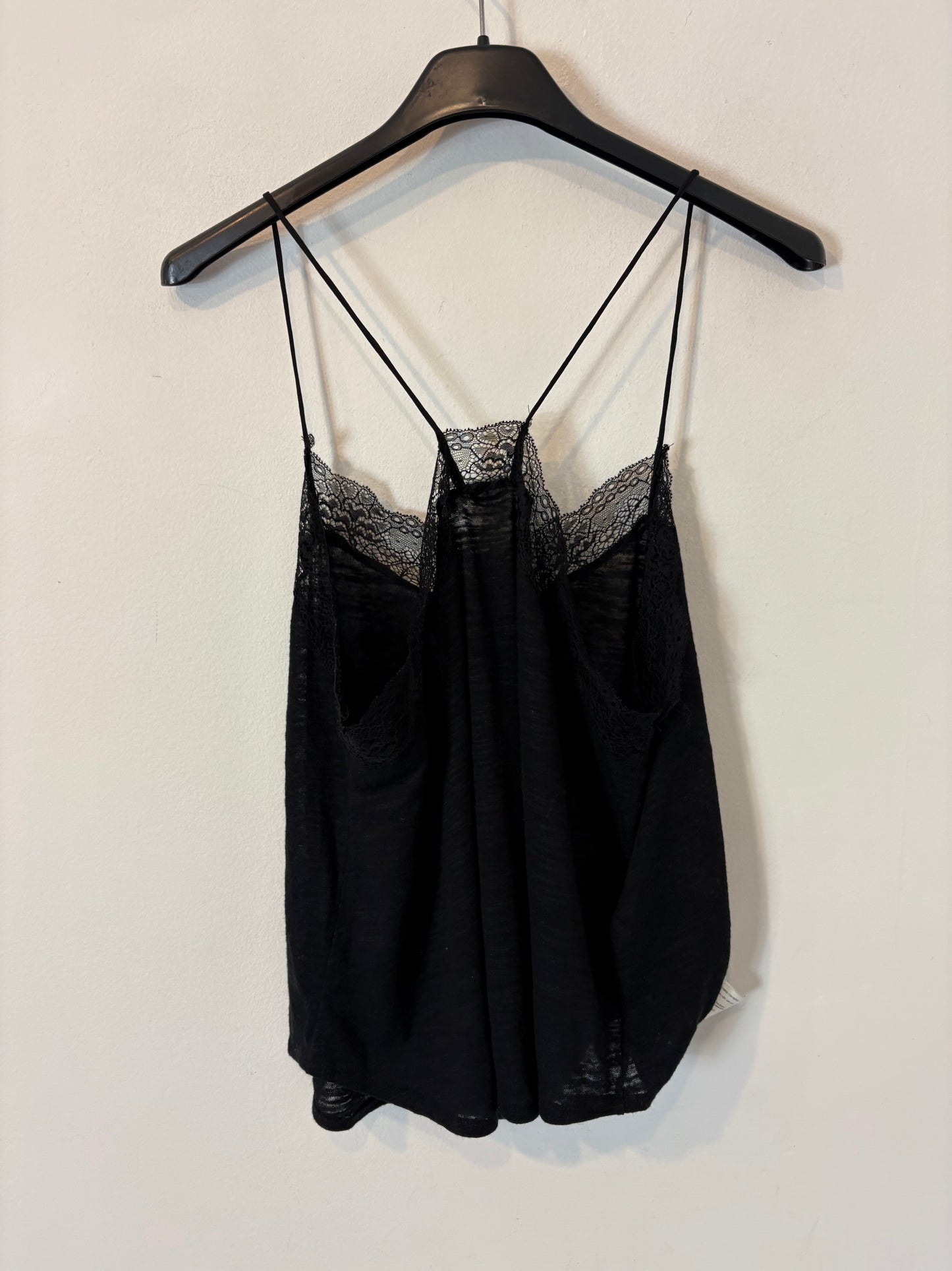 MANGO. Black speckled linen top. TM