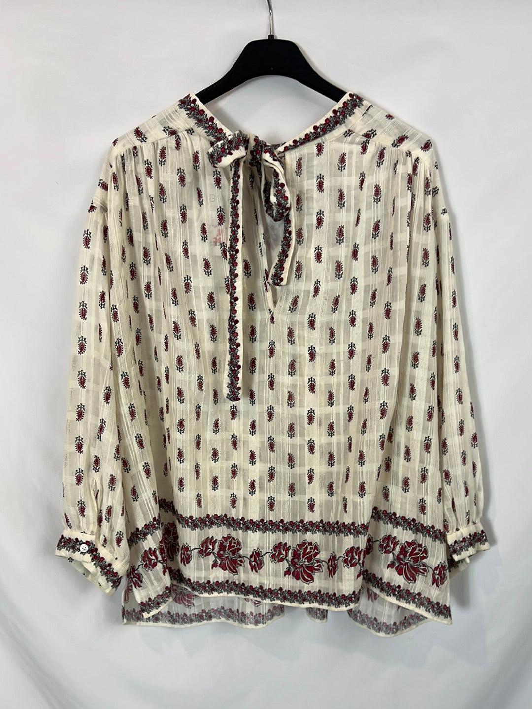 MASSCOB. Beige floral blouse T.xs