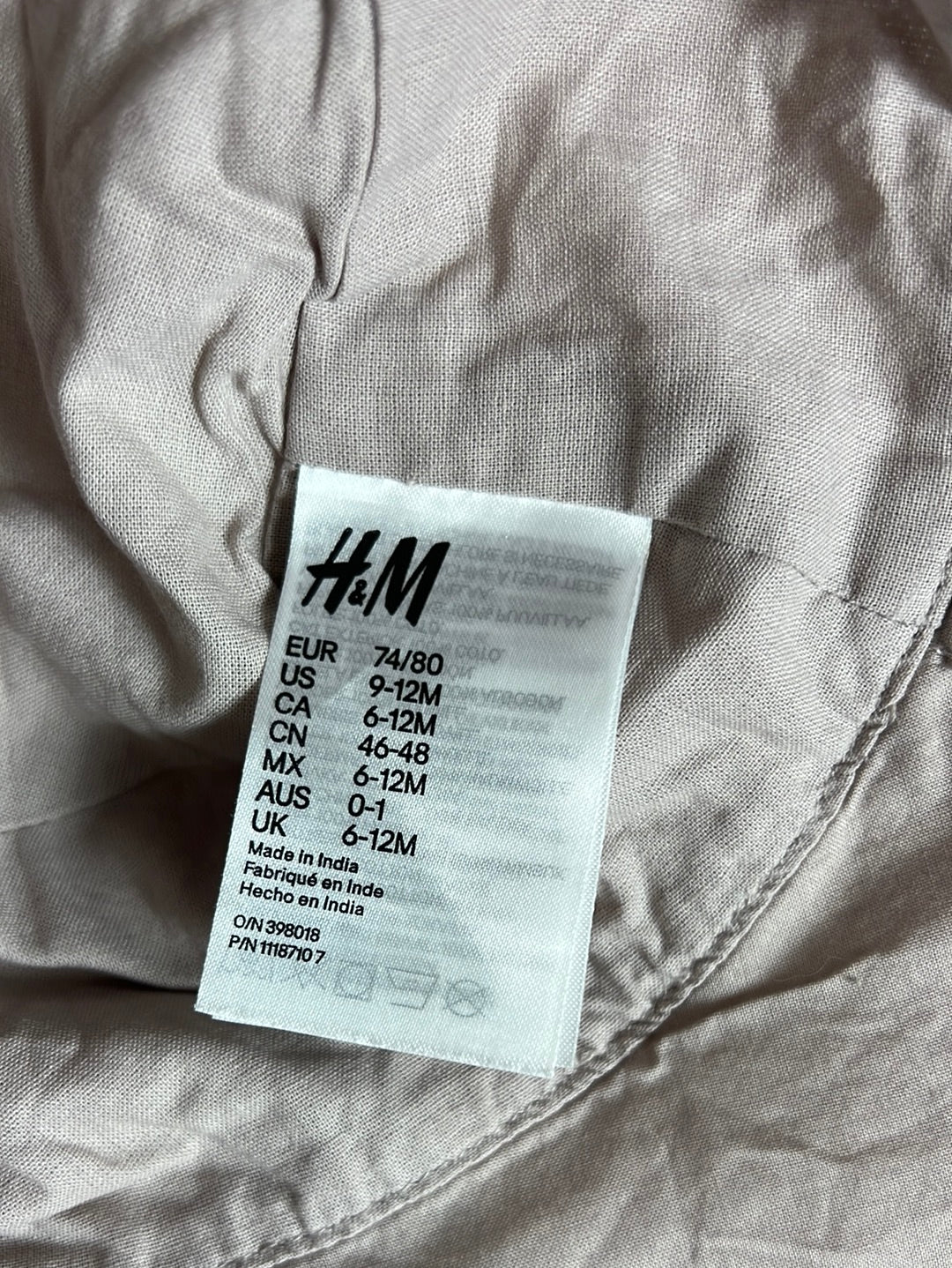 H&M. Bucket rosa flores T 6-12 meses