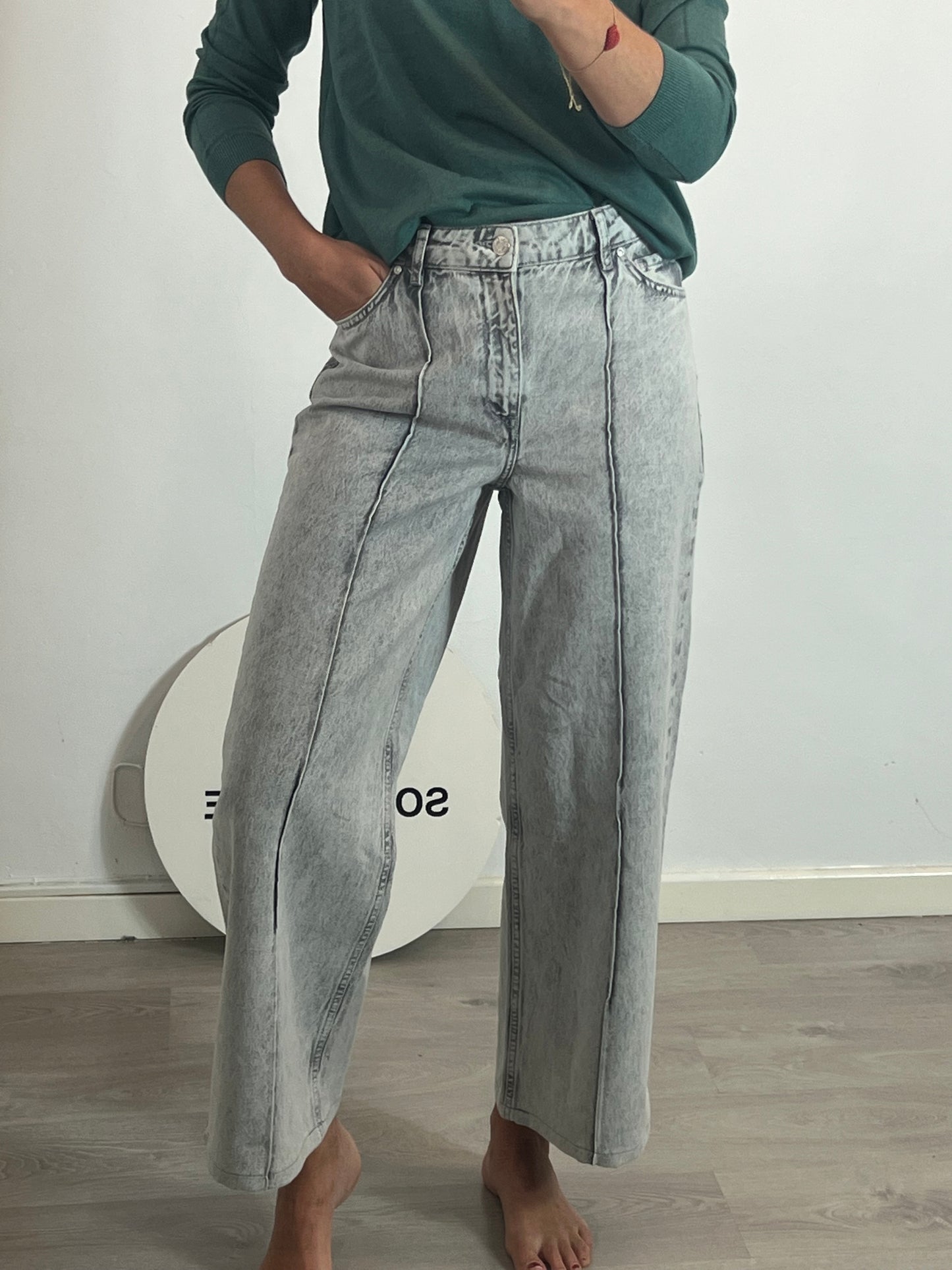 MANGO. Straight grey denim size 38