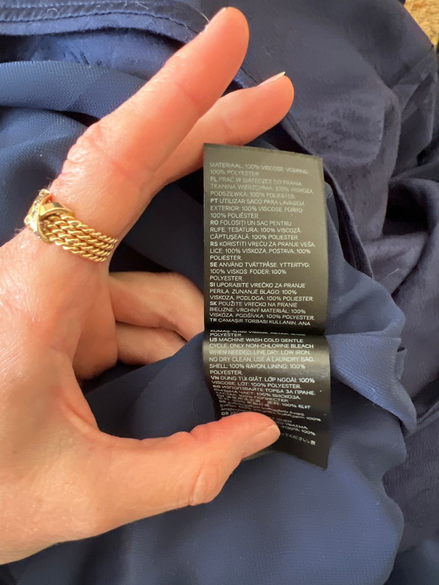 H&M. Vestido azul volante T.36