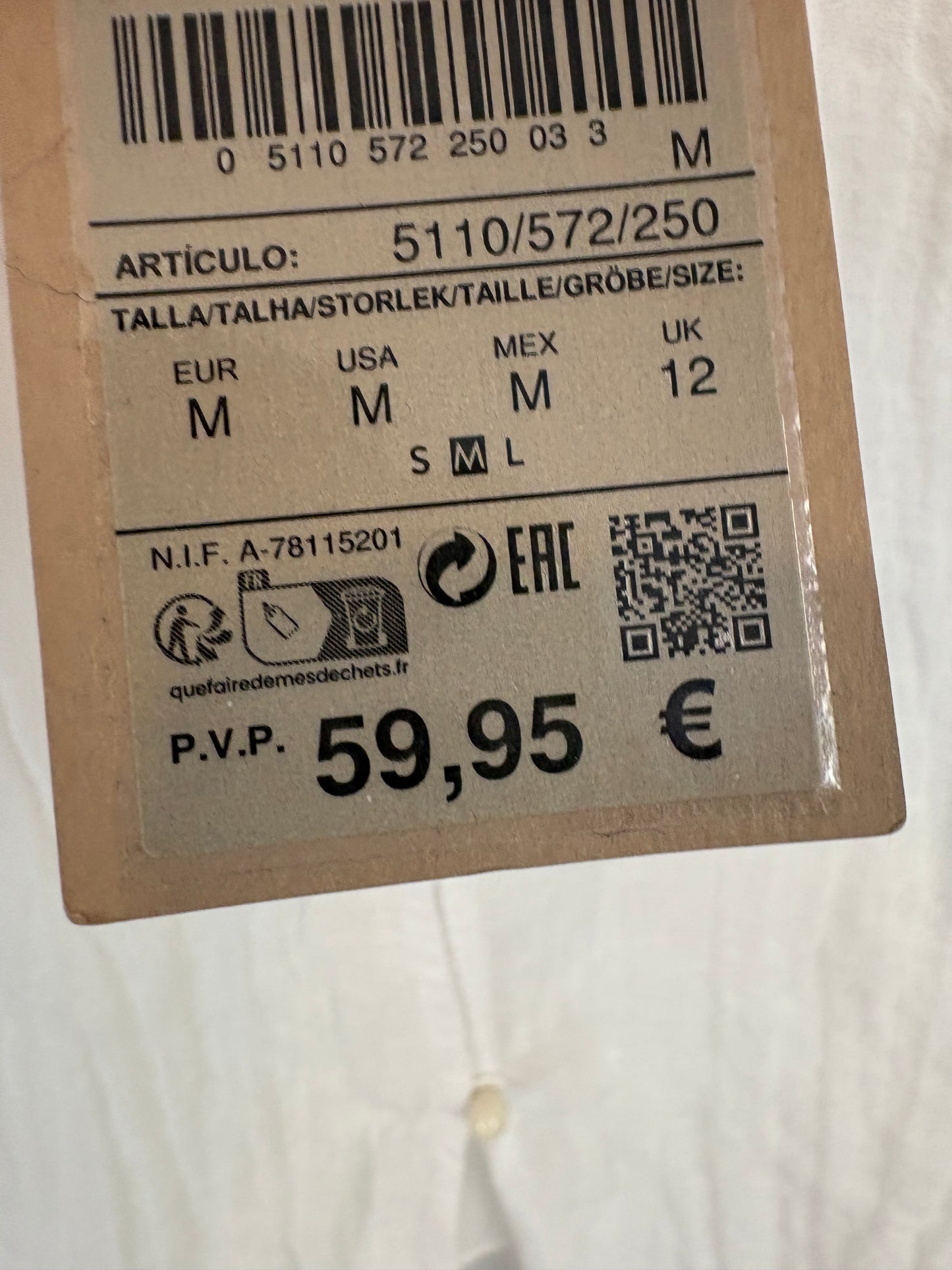 MASSIMO DUTTI. Blusa blanca mezcla