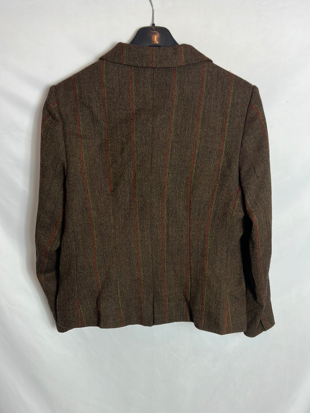 T.BA. Blazer marron jaspeada lana rayas. T 44