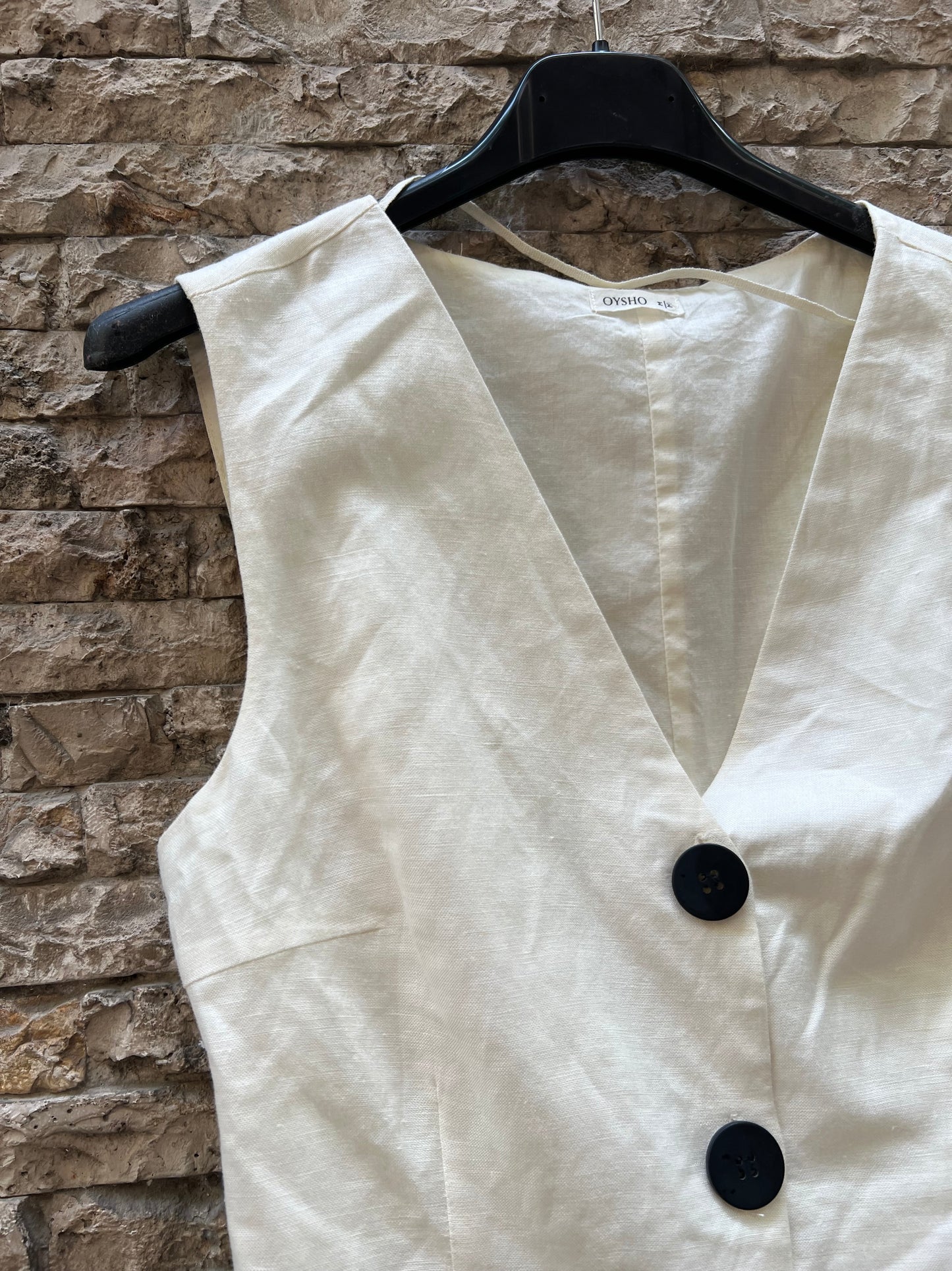 OYSHO. Chaleco beige algodón T.m