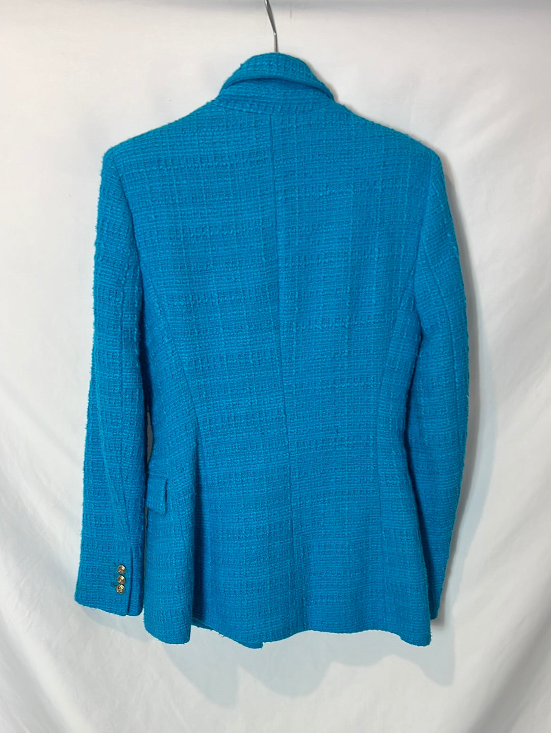 ZARA. Blazer turquesa tweed. T XS