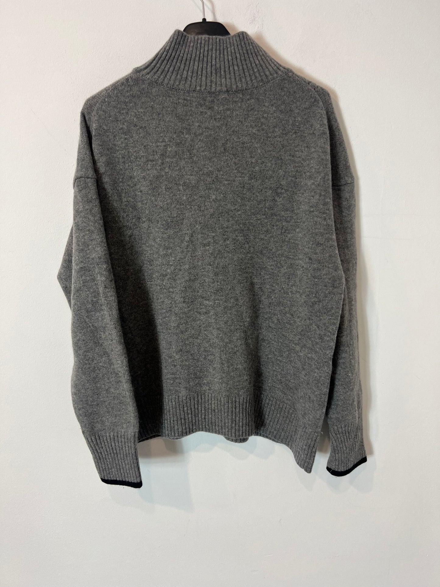ABSOLUTE CASHMERE. Jersey gris cuello alto lana y cashemre. T XS(S)