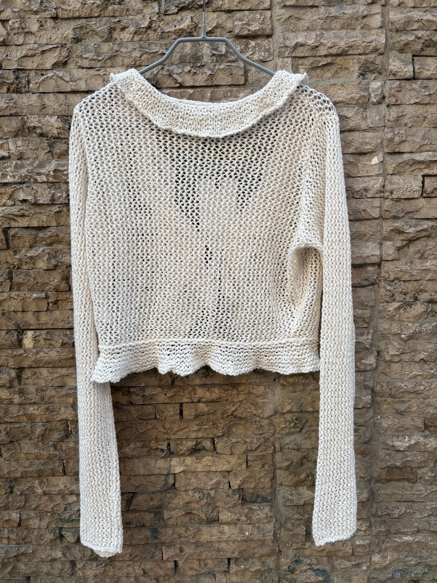 Top beige croché