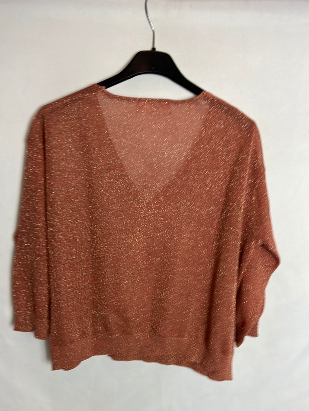 MANGO. Top naranja hilos metálicos T.s